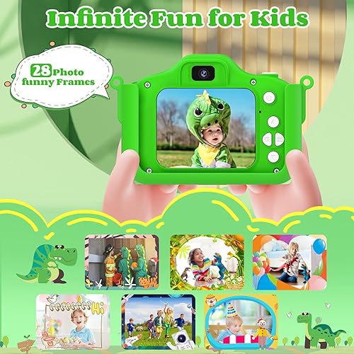 Miniatura 4 de Cámara para niños, juguetes de video para niños de 3 a 8 años, niños y niñas, cámara de 1080P de doble lente 48MP para niños pequeños con tarjeta SD