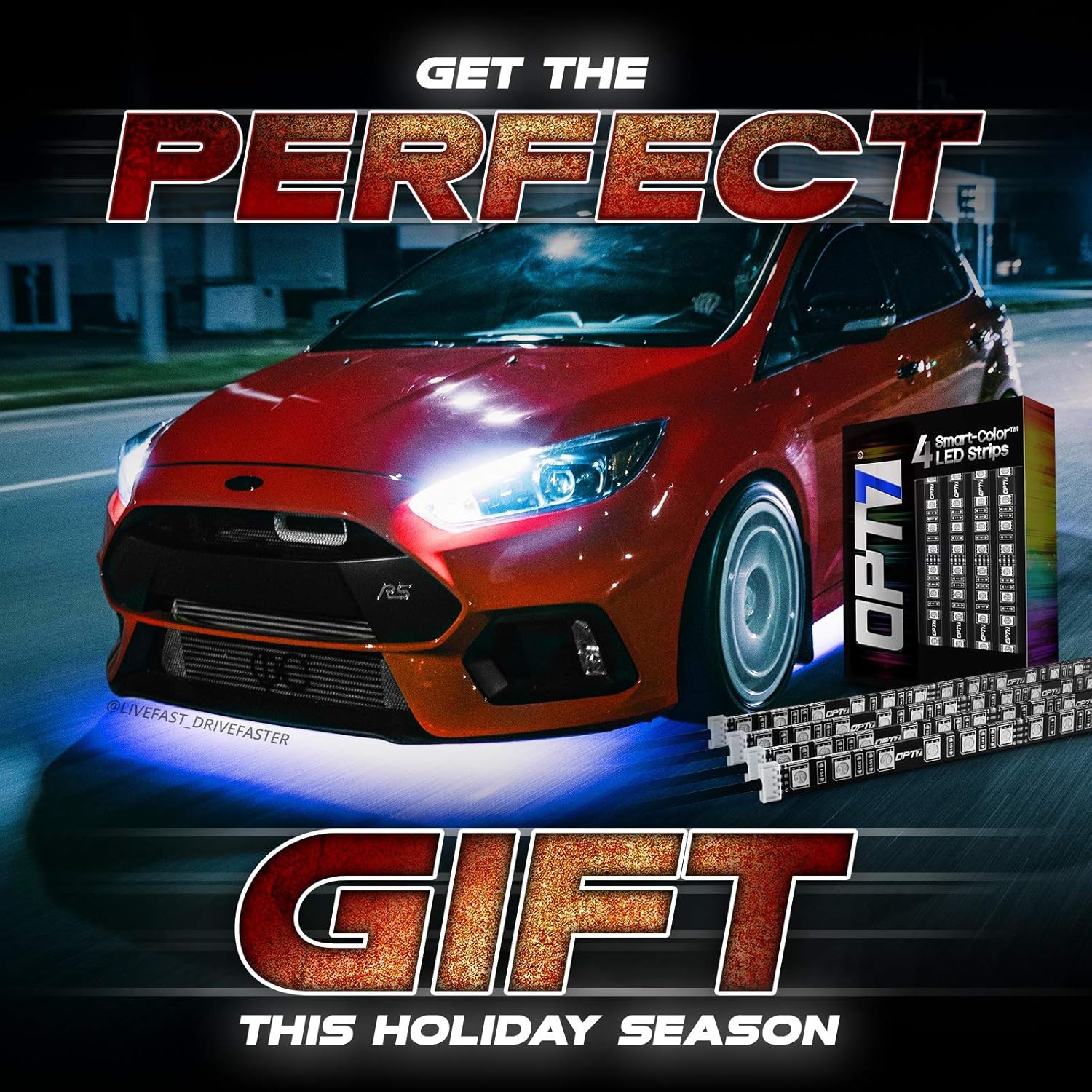 OPT7 Aura Underglow Flexible Lighting Kit for Cars Trucks RV w/Wireless Remote, Exterior Underbody Neon LED Light Strips, Multi-Color, mode, Smart LED, Waterproof, Soundsync, 2 x 48 inch + 2 x 36 inch : Automotive