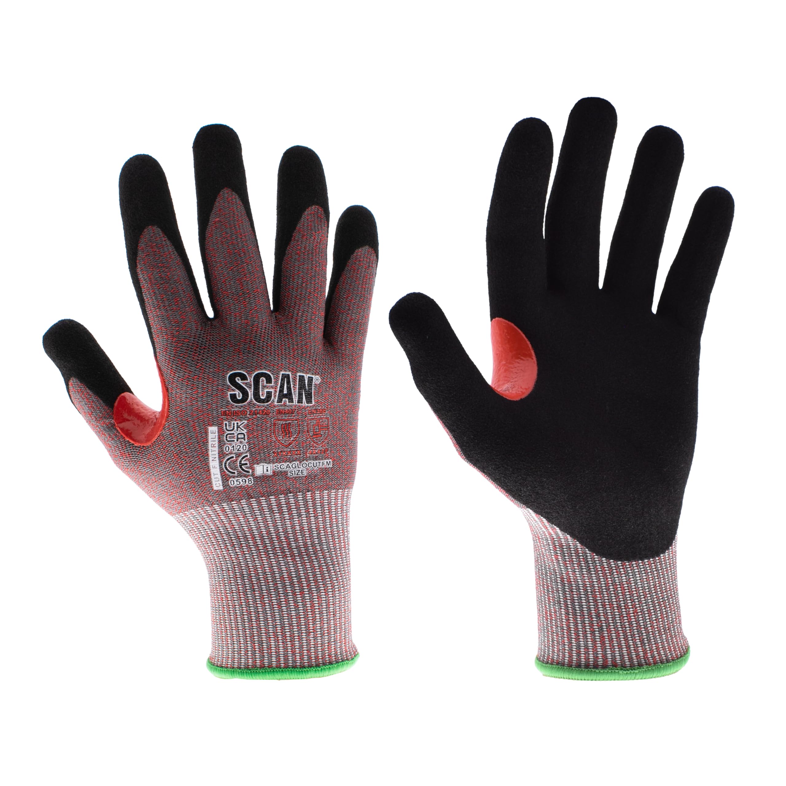 Scan Nitrile Palm Cut F Gloves - M (Size 8) - Safety & Dexterity