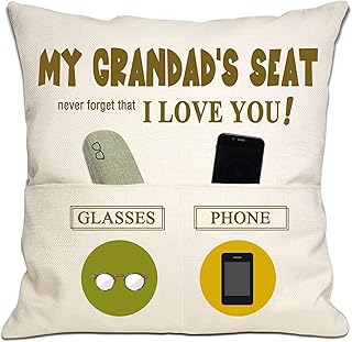 Grandad Grandfather Grandpa Gifts Presents Grandad Cushion Cover Throw Pillow Cover with 2 Pockets for Grandad Birthday Gifts Thanksgiving Father's Day (grandad-1)