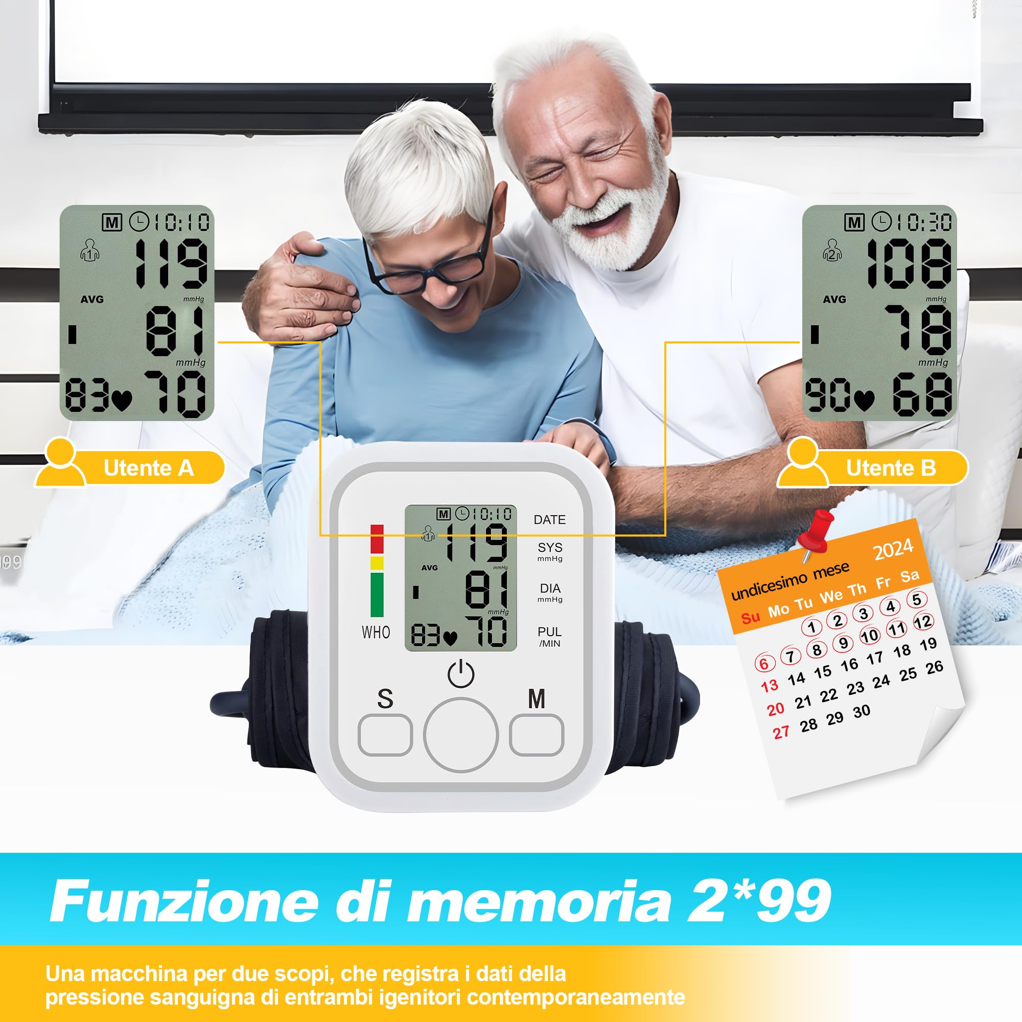 Misuratore Pressione da Braccio,Misuratore Pressione LCD Digitale Automatico di Pressione Sanguigna del Polso del Monitor di Battimento di Cuore Frequenza di Polso del Braccio Meter Pulsometro