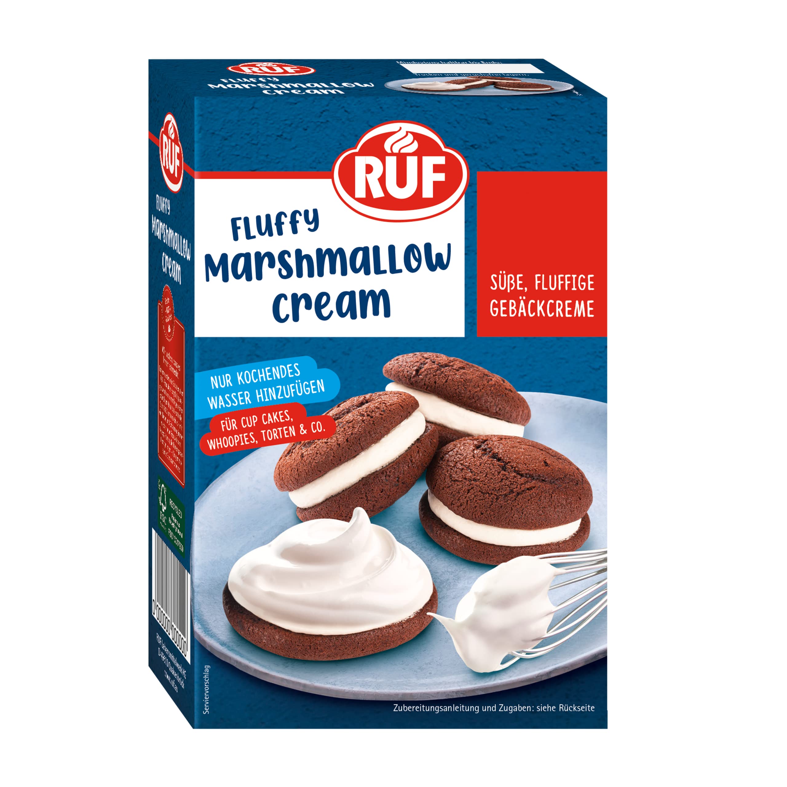RUF Crema de malvavisco Fluffy para pasta de azúcar, crema para untar dulce o crema de pastelería esponjosa para pasteles y cupcakes, preparación rápida, 1 x 200 g