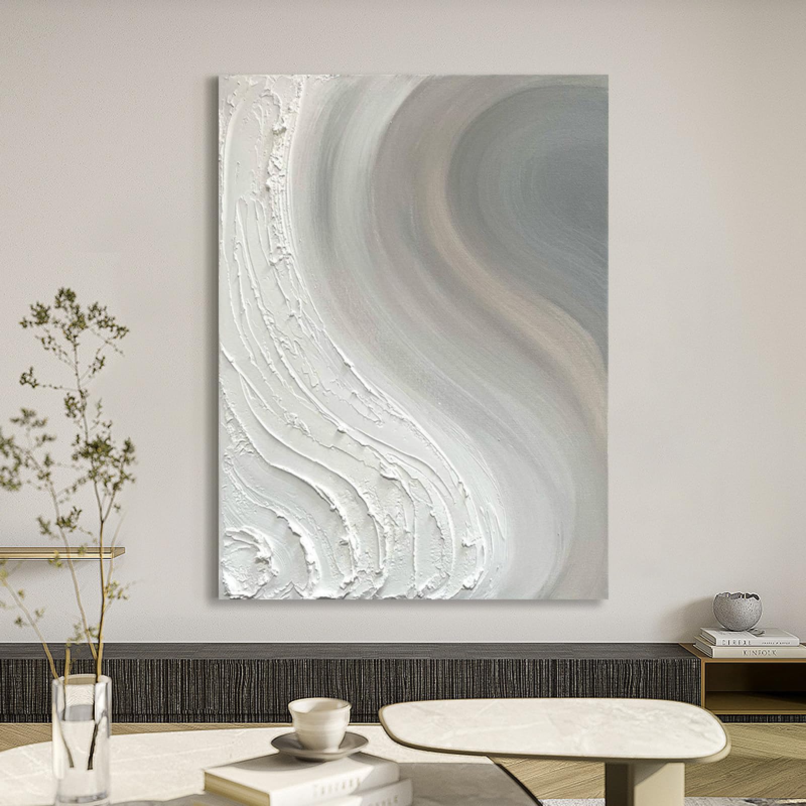 Peinture à l'huile peinte à la main grand tableau minimaliste fond de canapé
