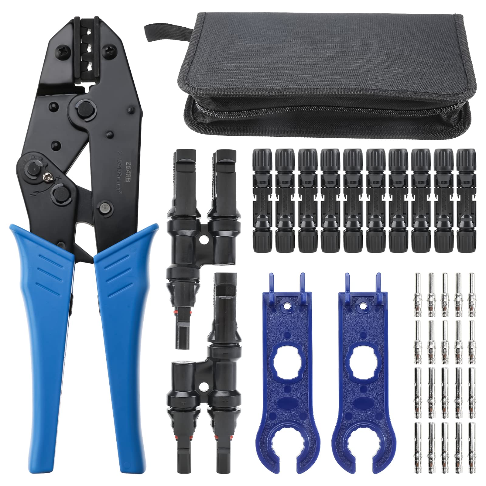 Mono-gatari Solar Panel Tools Kit Assembly Including 10 Pairs Female and Male Connectors, 2 Pieces Spanner,