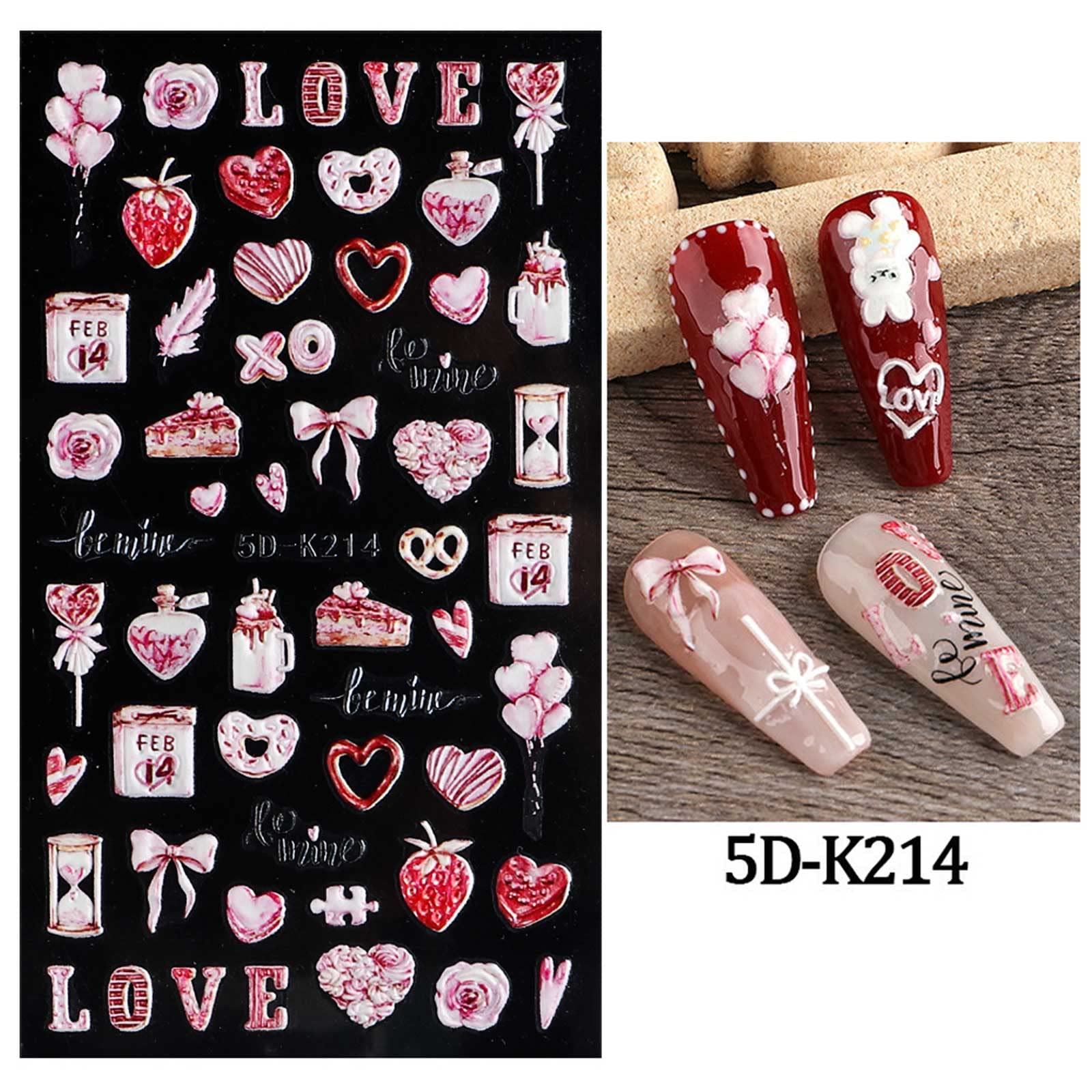 Stickers Nail Art Saint-Valentin - Décalcomanies Motifs Amour Pour Ongles, Neuf Sous Blister