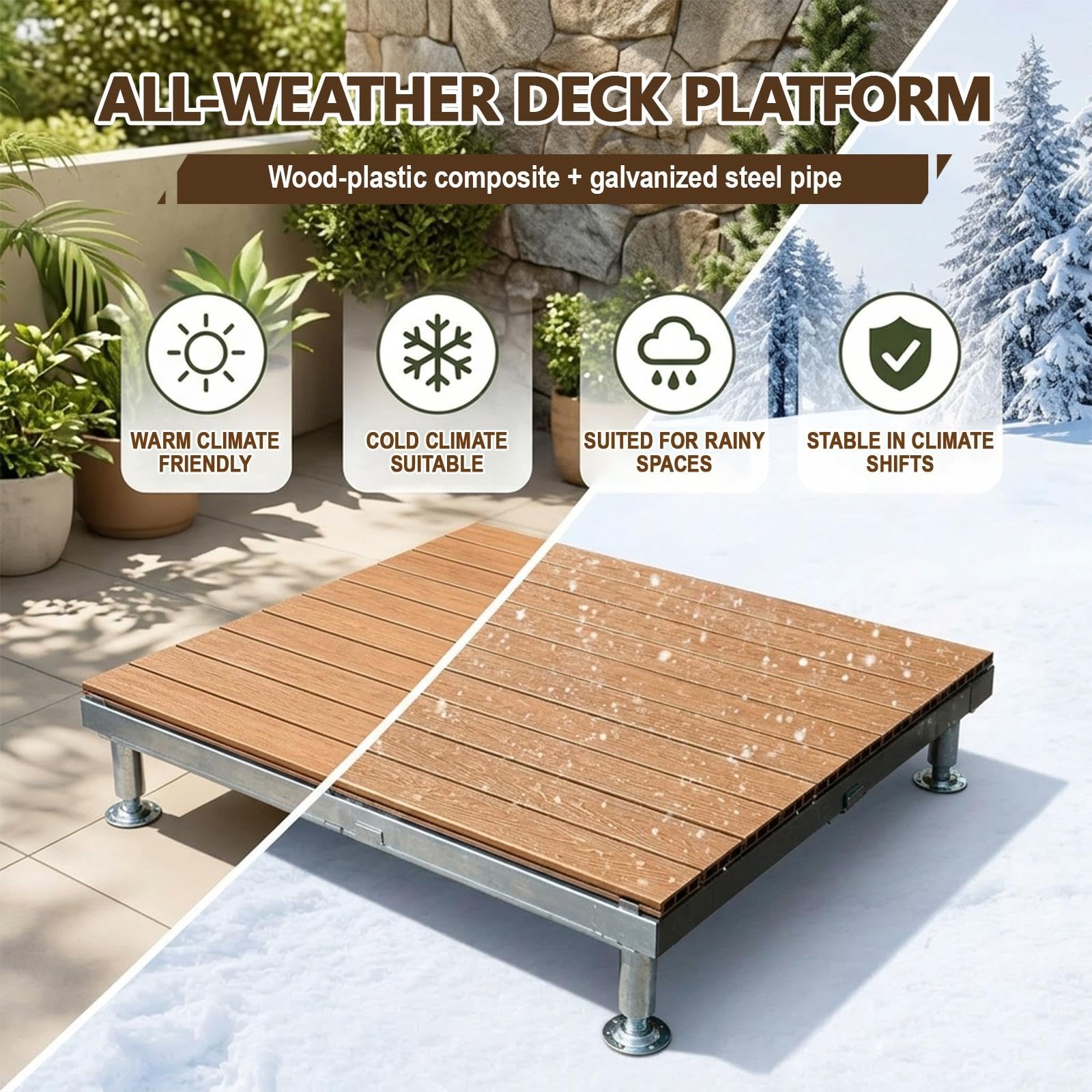 Piattaforma Rialzata for Terrazza In WPC, Sistema Modulare Prefabbricato