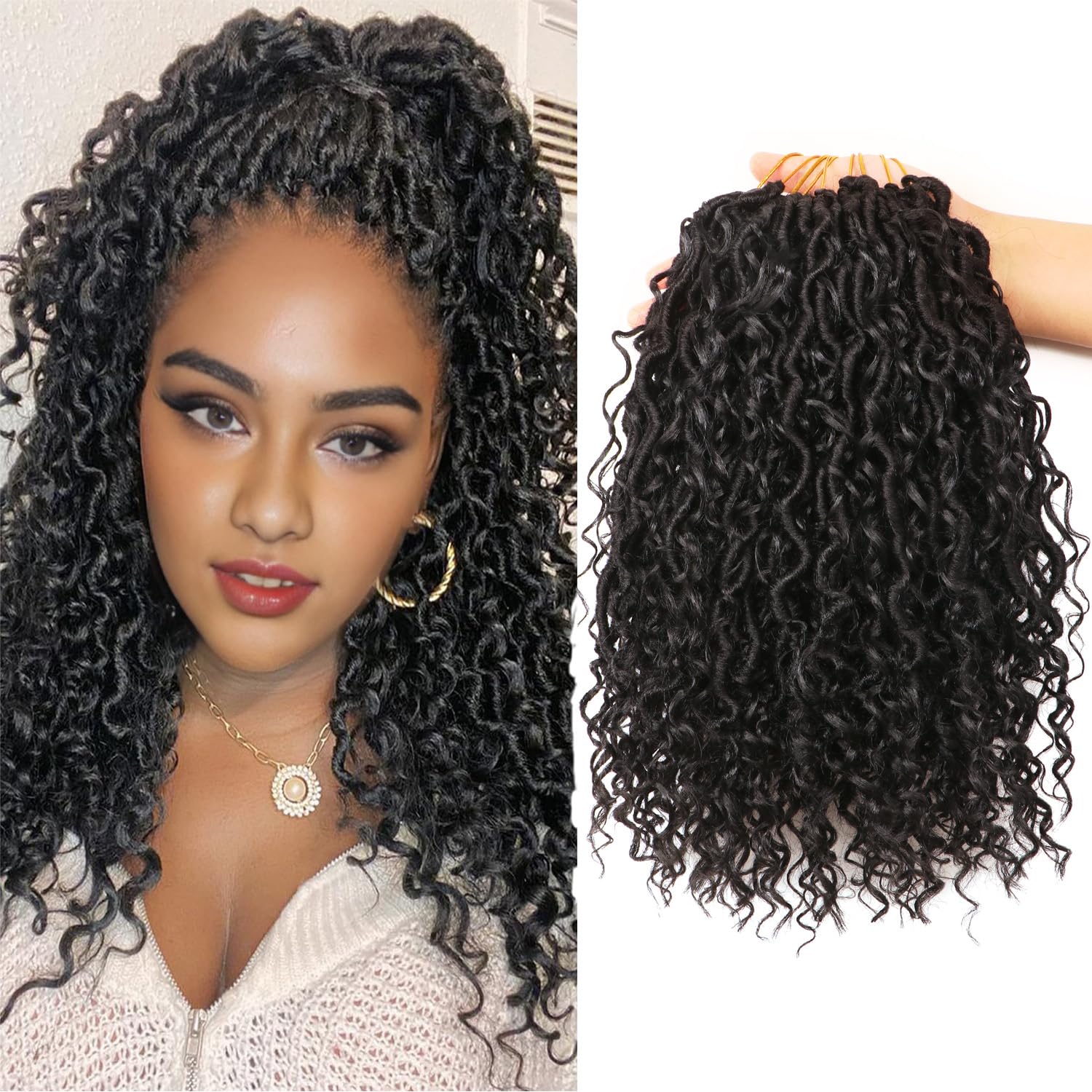 Faux Locs Crochet Hair Extensions Soft Locs Crochet Braids Hair Extensions for Braiding Hair Goddess Braids Extensions Hair Butterfly Locs (#1B
