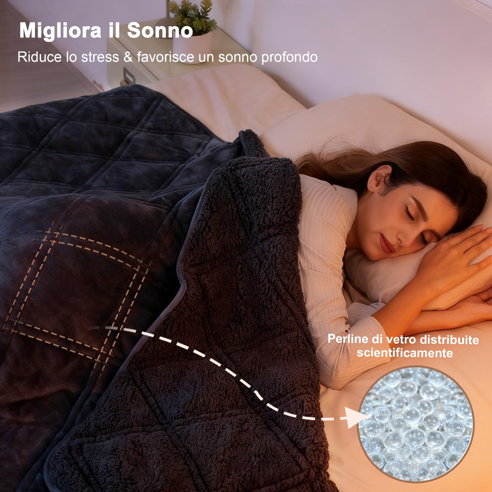 Winthome Coperta Ponderata Spessa e Calda 135x200cm 9kg, Weighted Blanket Anxiety, Doppia Cucitura, Coperta Antistress per Sonno Profondo e Migliore Recupero, Heavy Blanket Accogliente, Adulto(Grigio)