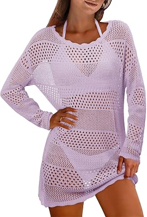 Womens Swimsuit Crochet Swim Cover Up Summer Bathing Suit Swimwear Beach Dress Vacation Clothes 2026