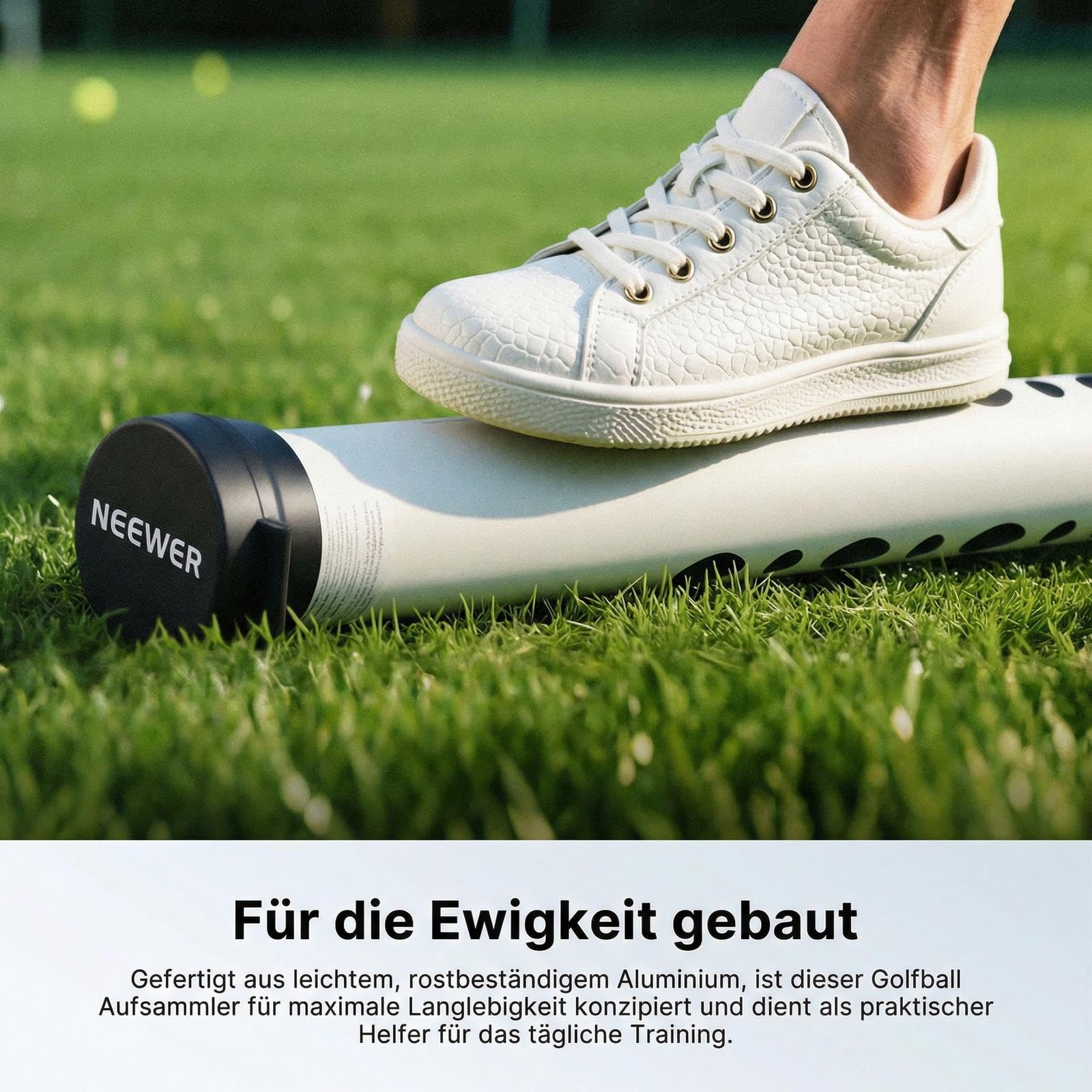 NEEWER Ball Auffangbehälter für Tennisbälle und Picklebälle, Abnehmbarer, mit Stopper und Schultergurt, Aufheben ohne Bücken