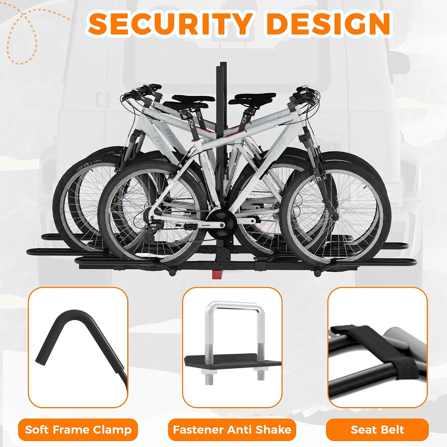 Bike Rack Hitch for Car, 180 Lbs Capacity for 4-Bike with Foldable Tilt Design Hitch Bike Rack for Cars Trucks and SUV with 2" Hitch Receiver thumbnail