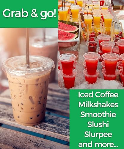 Miniatura 3 de Aatriet 50 juegos Vasos de plástico transparente de 12 onzas con tapas y pajitas, tazas de café desechables