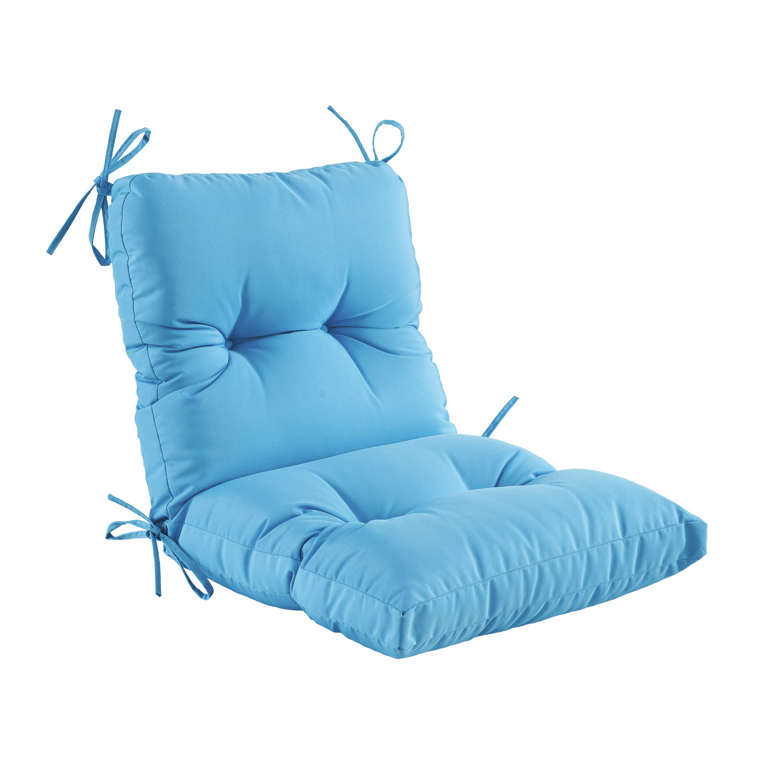YOOZEKU Outdoor Indoor Seat/Back Chair Tufted Cushion,All-Weather Patio Chair Cushion with Ties,for Patio Furniture,Aqua Blue