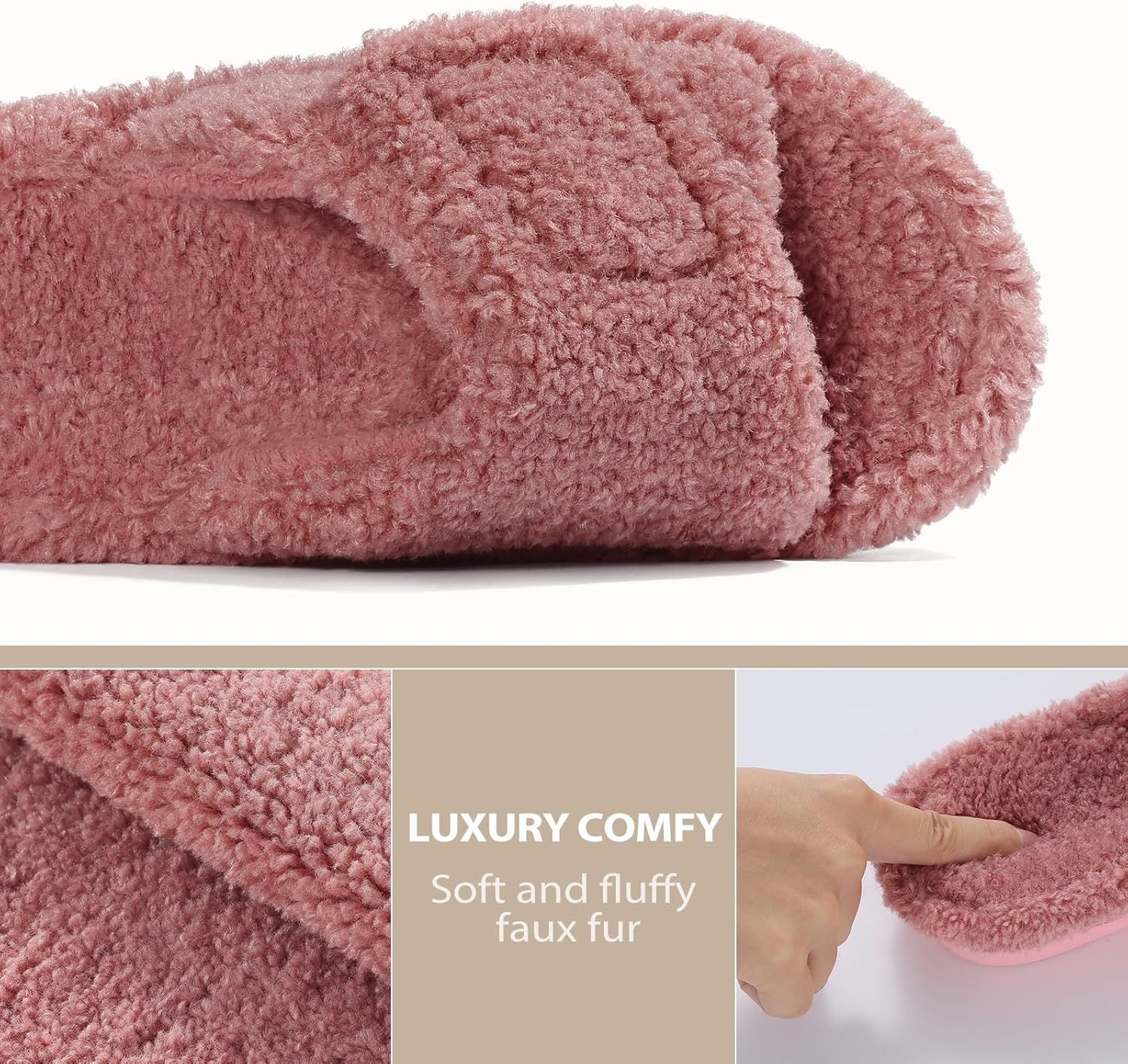 Litfun Womens Fuzzy Arch Support Slippers Orthopedic Comfy Adjustable Open Toe House Shoes - Image 5