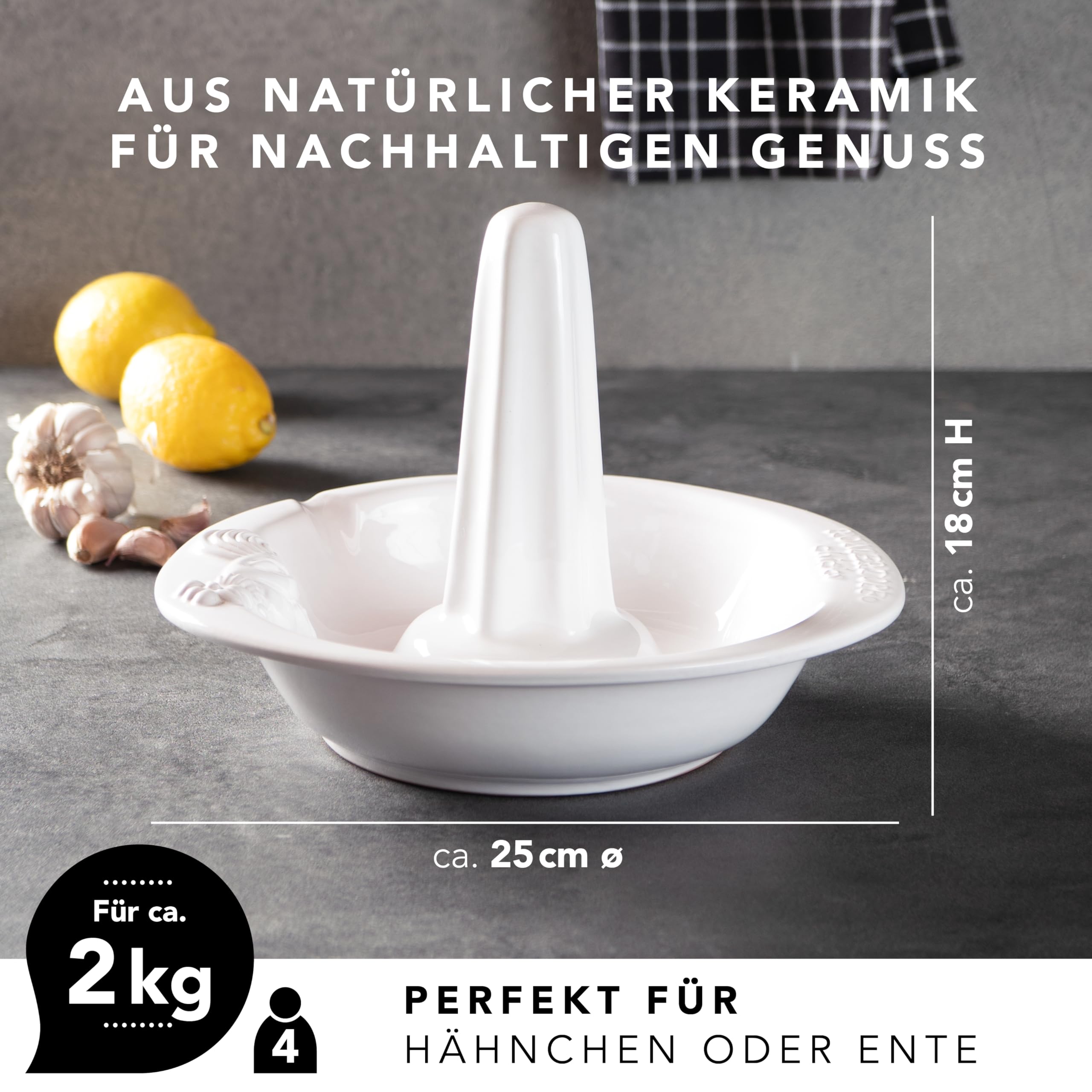 Römertopf 2 125 04 Hähnchenbräter Chiko, weiß