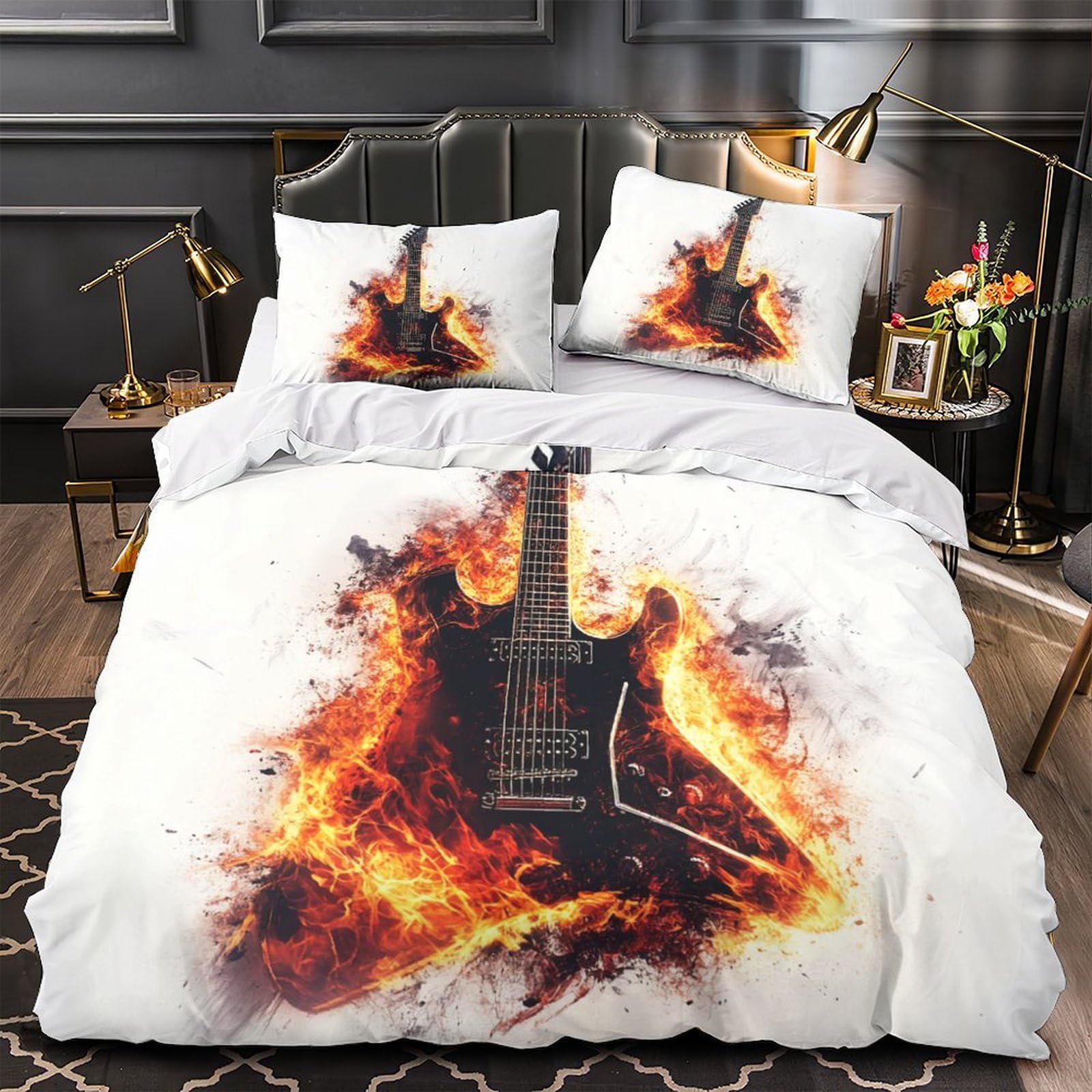 Drap de couette guitare électrique 3D microfibre anti-décoloration 260x220