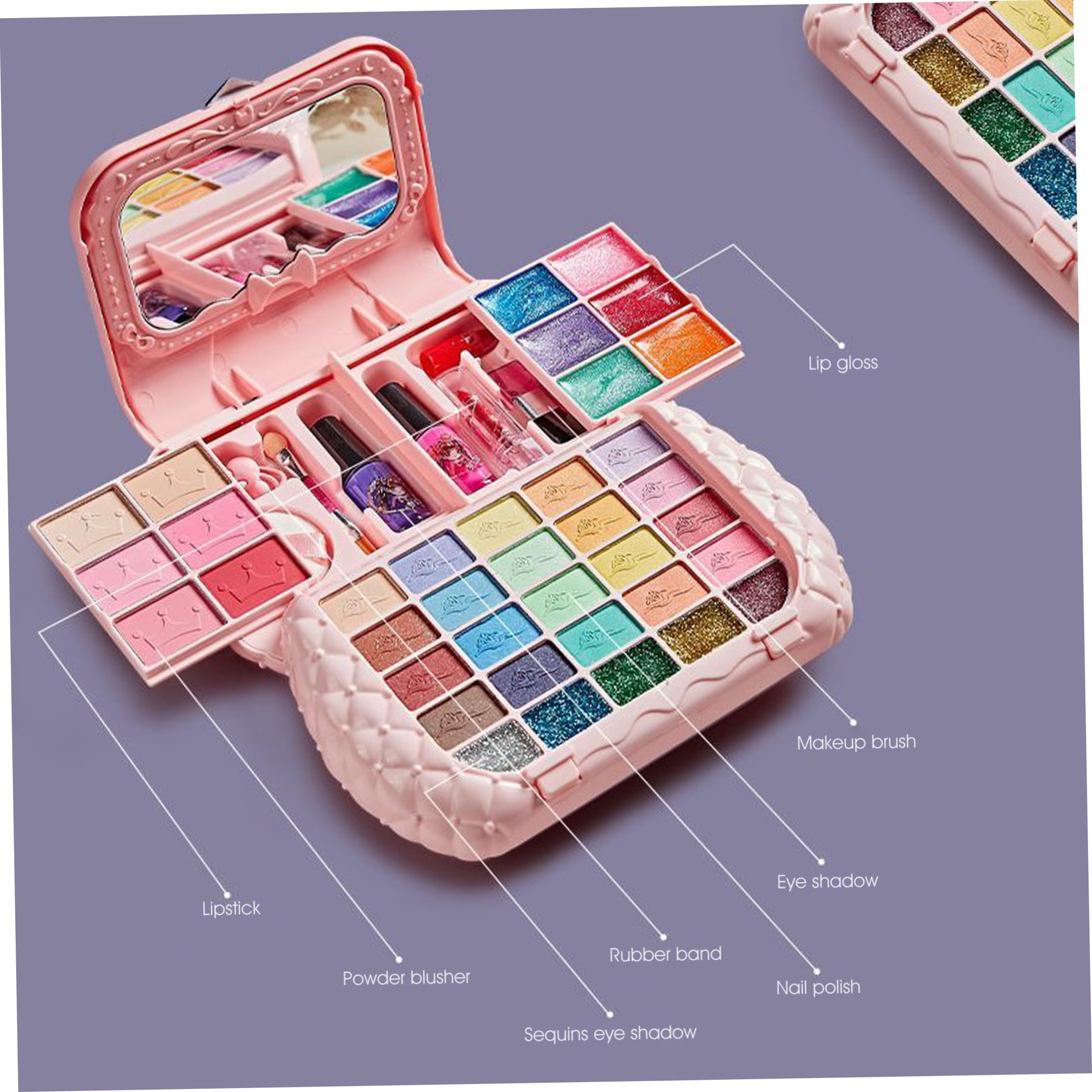 Kit de Maquillaje para niños, Kit de Maquillaje Lavable para niños pequeños con Almacenamiento Multicapa, Bolso portátil para niñas de 8 a 12 años