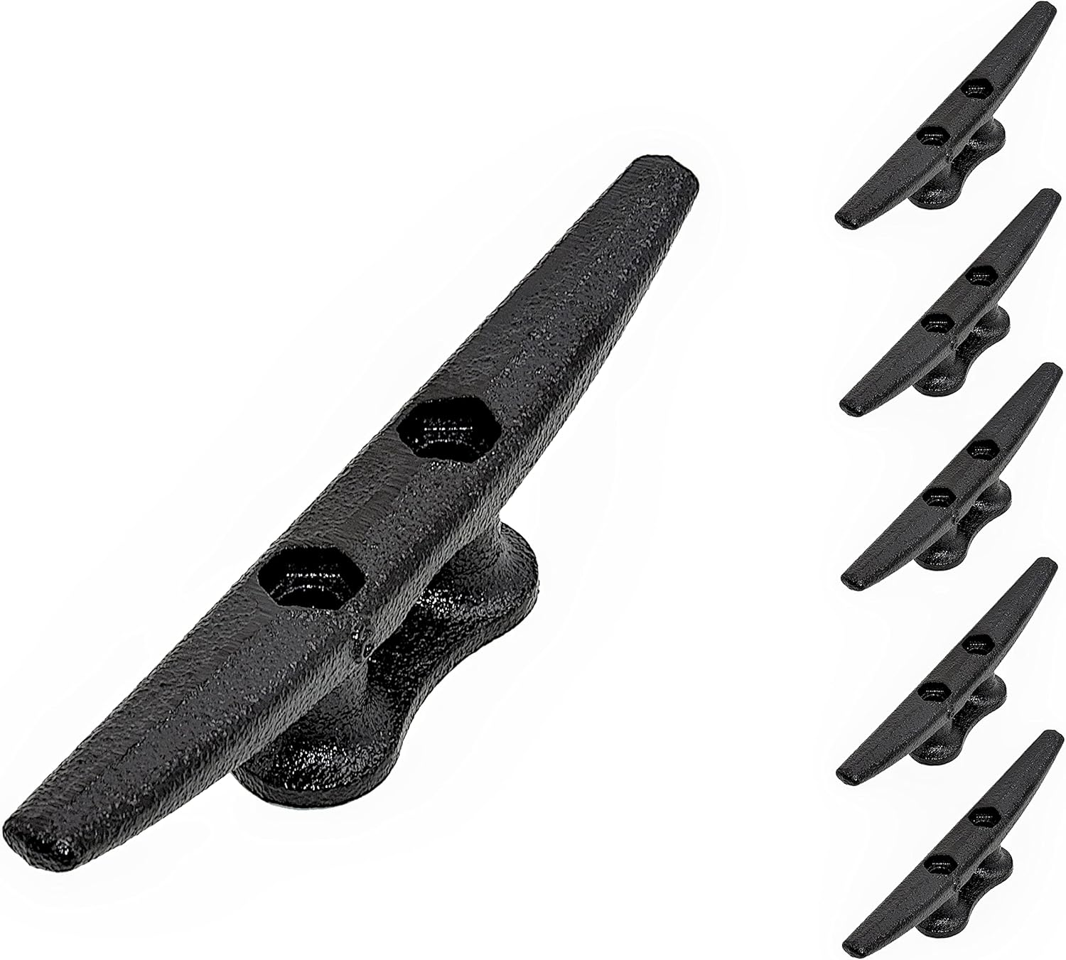 QPURO 6 Inch Black Dock Cleat Cast Iron Boat Cleats, Rope Cleat, Boat