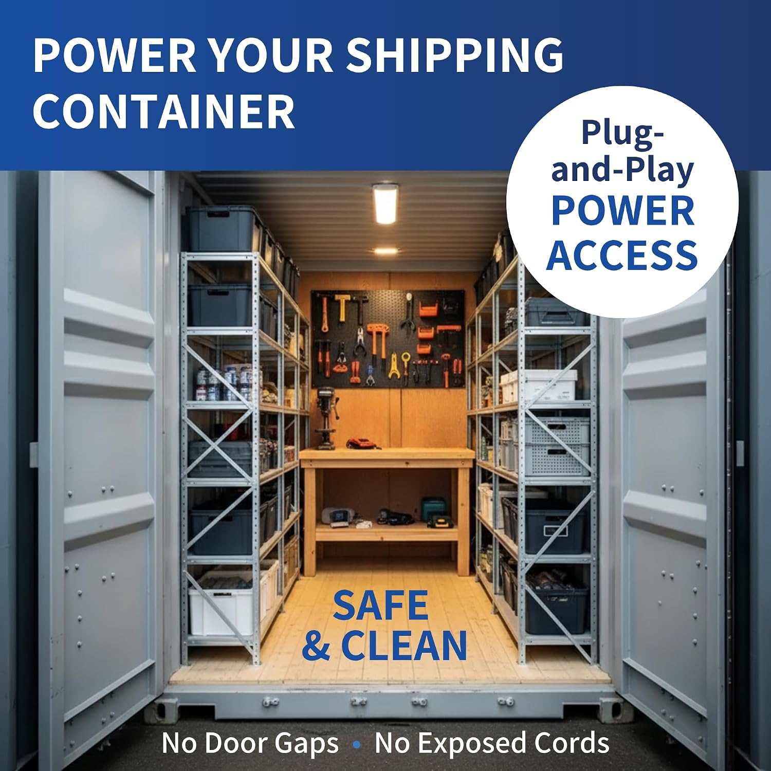 Shipping Container Power Outlet – Dual Cord Plug-and-Play Inlet by USA Containers, 15A 125V Outdoor Extension Power Kit, Flush Mount for Container Workshops & Job Sites image 2