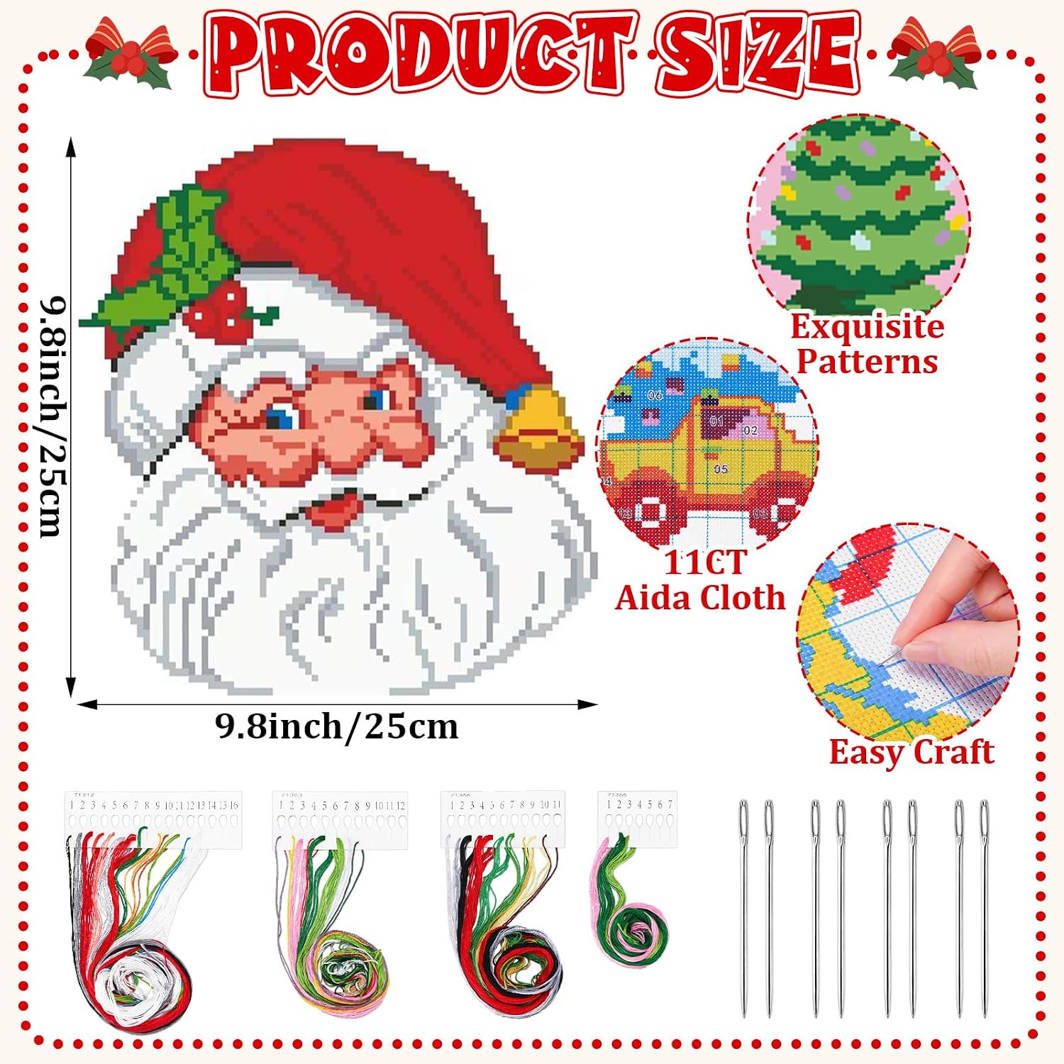 Thiccywoov 4 Set Christmas Needlepoint Kit Christmas Embroidery Kit