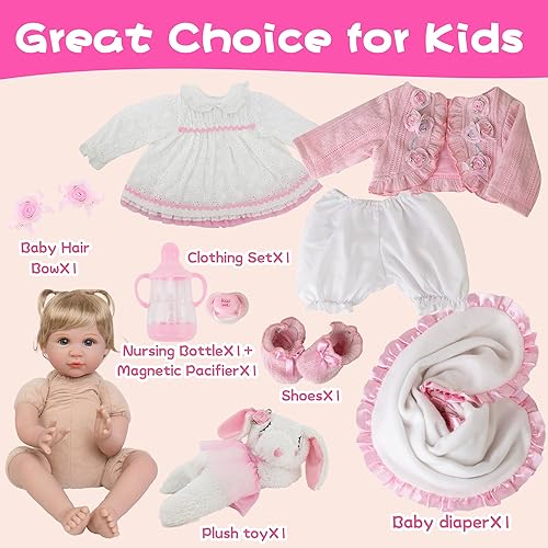 Miniatura 7 de Aorikiz Muñeca Reborn Baby Girl  Bebé recién nacido realista de 22 pulgadas con cuerpo de tela suave  Set de regalo de muñecas de vinilo con caja de