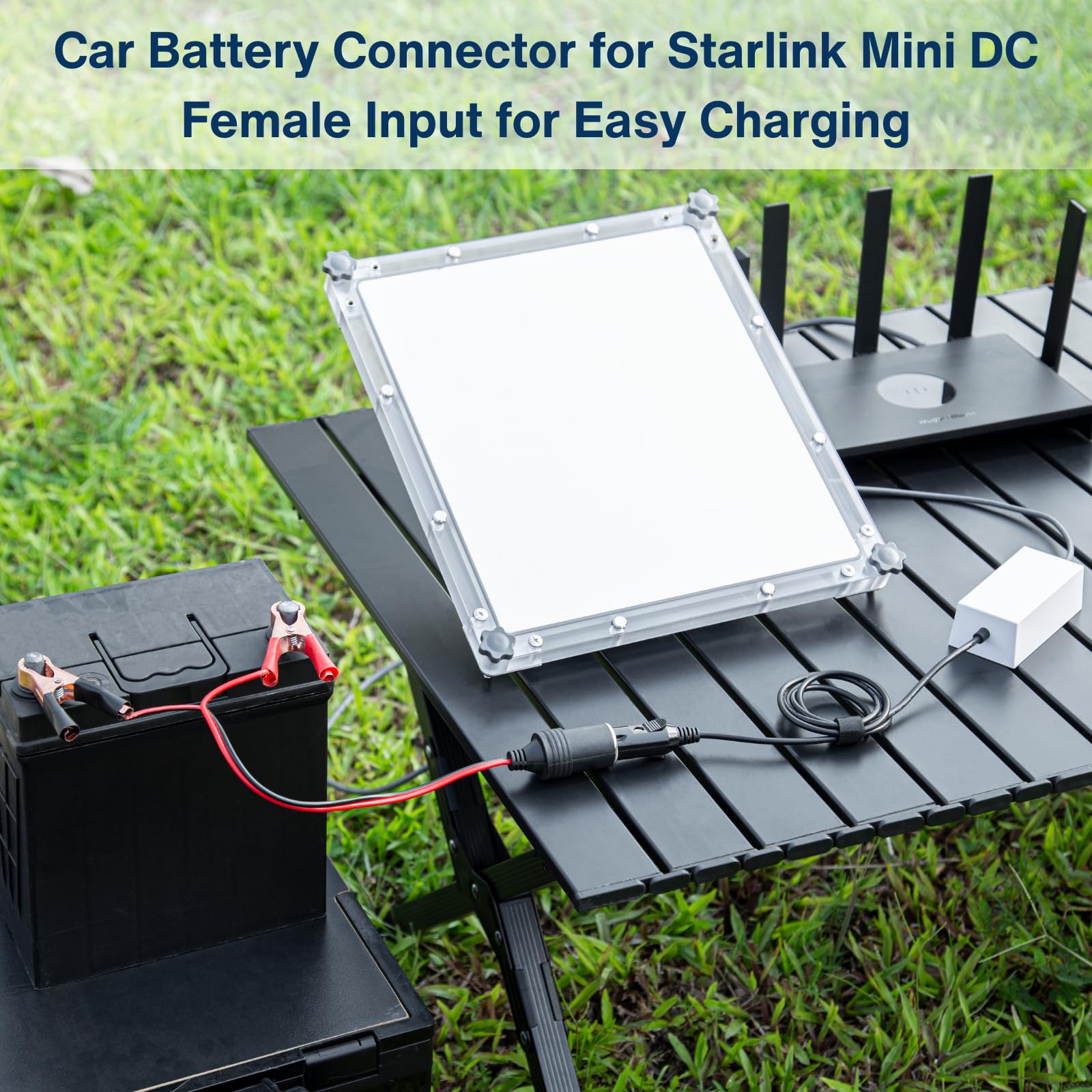 Adattatore Alimentazione Ibrido per Starlink Mini (Morsetti Batteria + Accendisigari), Output Boost 36V/1.67A (60W) per Cavi Lunghi fino a 60m, Input Universale 12V-48V