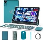 10 Inch Android 15 Comprimé, 20GB RAM+128 Go ROM/2TB Comprimés extensibles PC, 2 en 1 Comprimés avec clavier, souris, boîtier, stylus, Quad-Core 2.0GHz CPU HD Écran, 5G WiFi 6 BT 5.0, 8MP Comprimé pour appareil photo