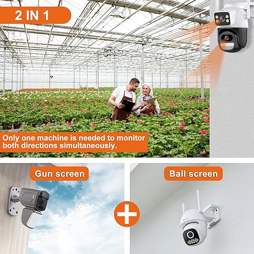 Miniatura 7 de Cámara de seguridad para exteriores 2.4G WiFi PTZ Cámara para exteriores de doble lente cámaras de seguridad para el hogar Vista de 360  4MP Cable