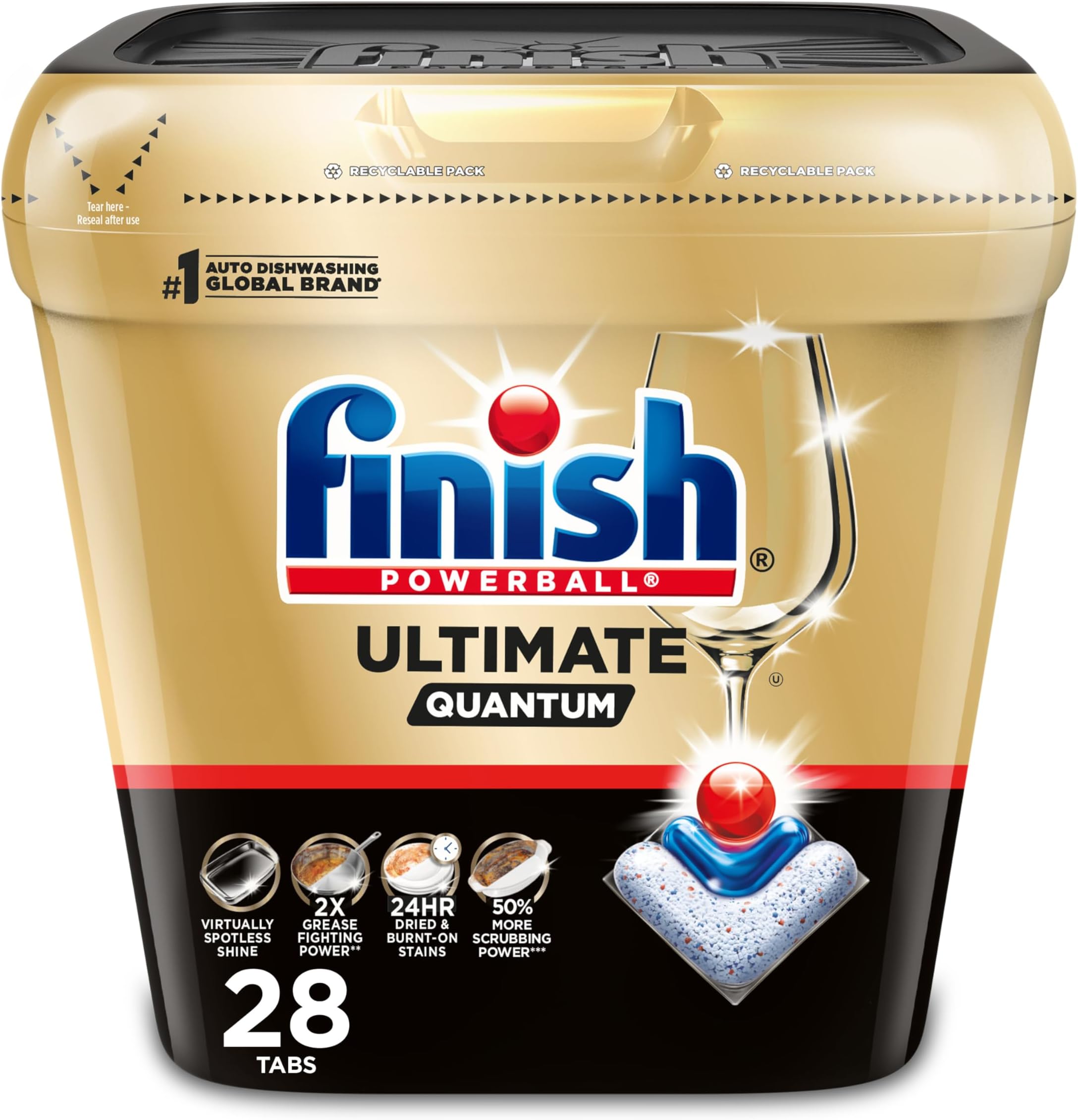 Ultimate Dishwasher Detergent- 28 Count - With CycleSync™ Technology - Dishwashing Tablets - Dish Tabs