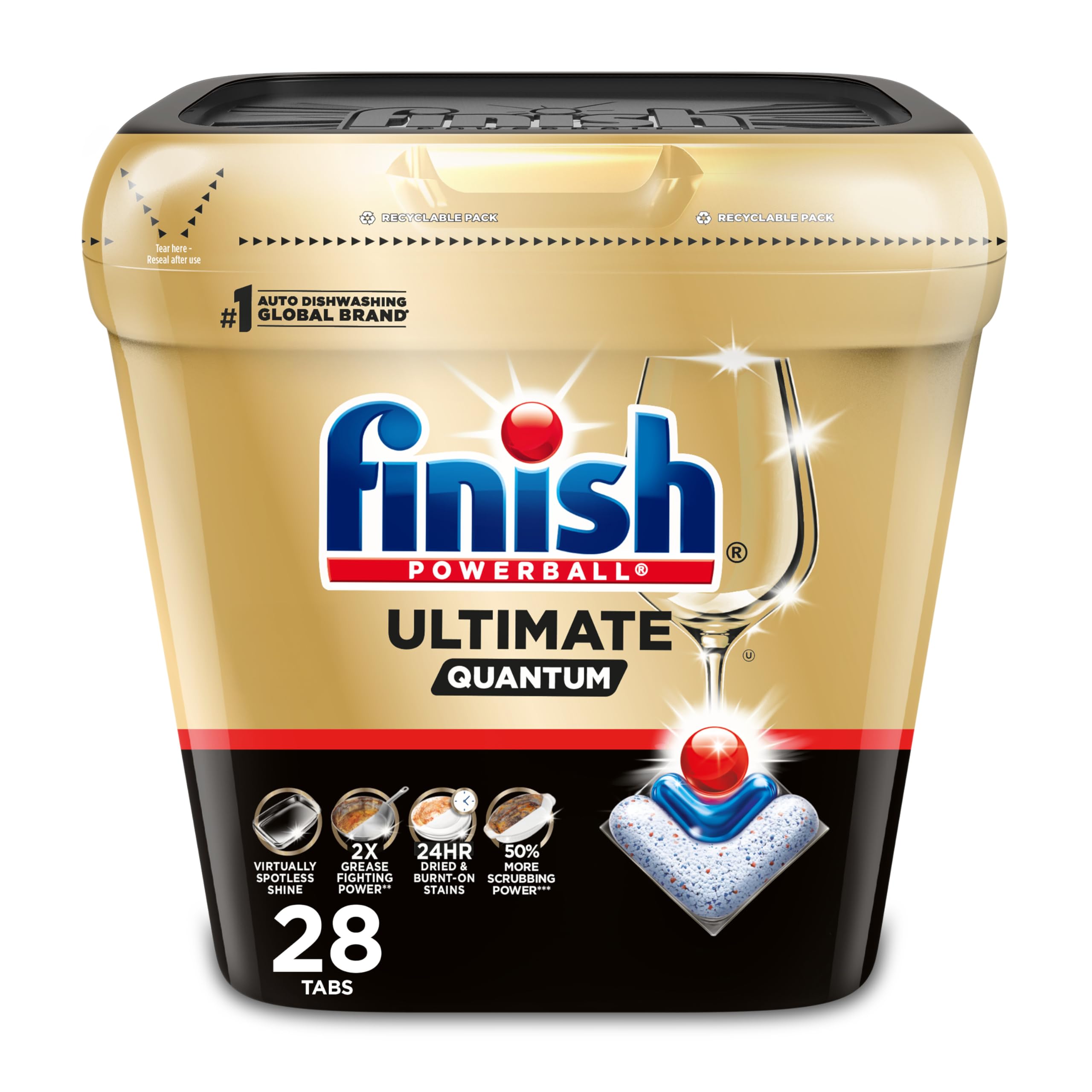 Finish Ultimate Dishwasher Detergent- 28 Count - With CycleSync™ Technology - Dishwashing Tablets - Dish Tabs