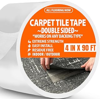 Carpet Tile Tape Double Sided Heavy Duty Wide Carpet Tape for Carpet Tiles Rugs Vinyl Rubber Mats Turf Indoor Outdoor No Residue Carpet Tape for Hardwood Floors 2 Sided Tape Gripper 4in x 90ft