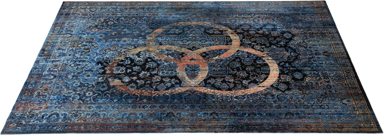 DRUMnBASE Vintage Persian Style Stage Rug | Non-Slip Waterproof Drum Mat | 6 FT x 5.25 FT Drum Carpet to Reduce Vibration for Drums, Amps, and Pedalboards | Durable Stage & Studio Mat