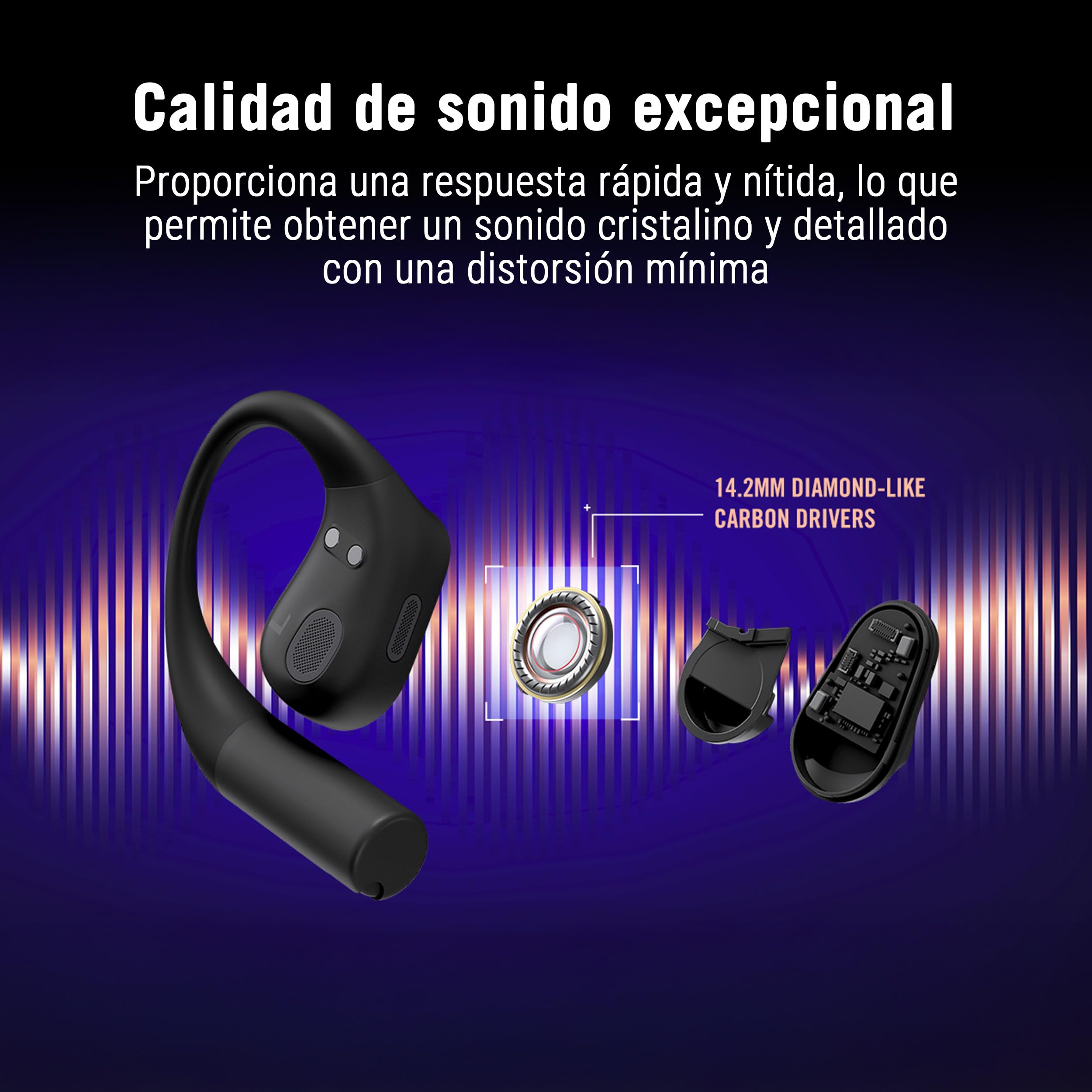 ASUS ROG Cetra Open Wireless - Auriculares Gaming (2,4 GHz y BT, ROG SpeedNova, Controladores de diafragma Recubiertos de DLC de 14,2 mm, cancelación de Ruido IA, 16 h de reproducción, IPX5) - Negro