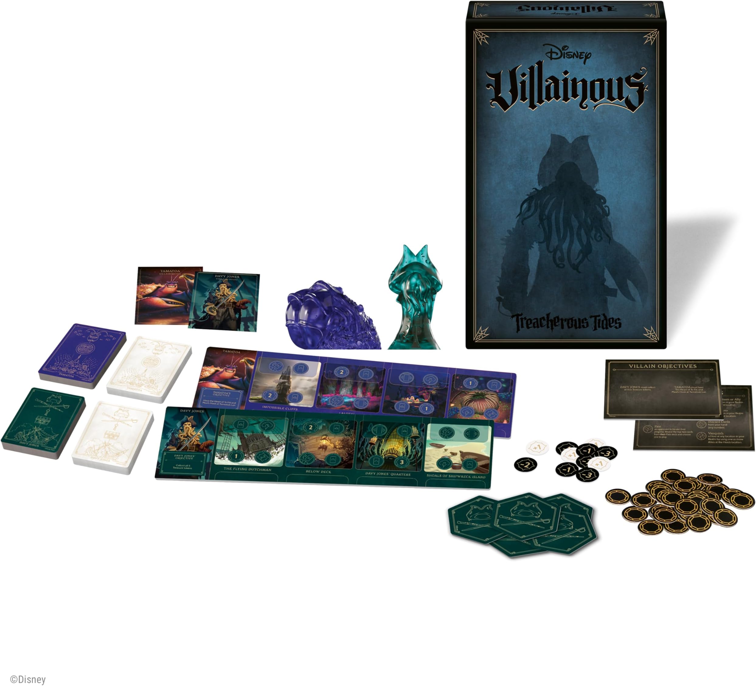 Ravensburger Disney Villainous - Treacherous Tides Strategy Board Game - Play as Davy Jones or Tamatoa - Stand-Alone or Expand with Other Villainous Games - Award-Winning Line - Ages 10+