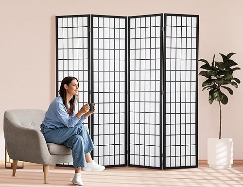Miniatura 2 de Divisores de habitación y pantallas plegables de privacidad pantalla Shoji de 4 paneles separadores de pared chinos de 6 pies con tela impermeable