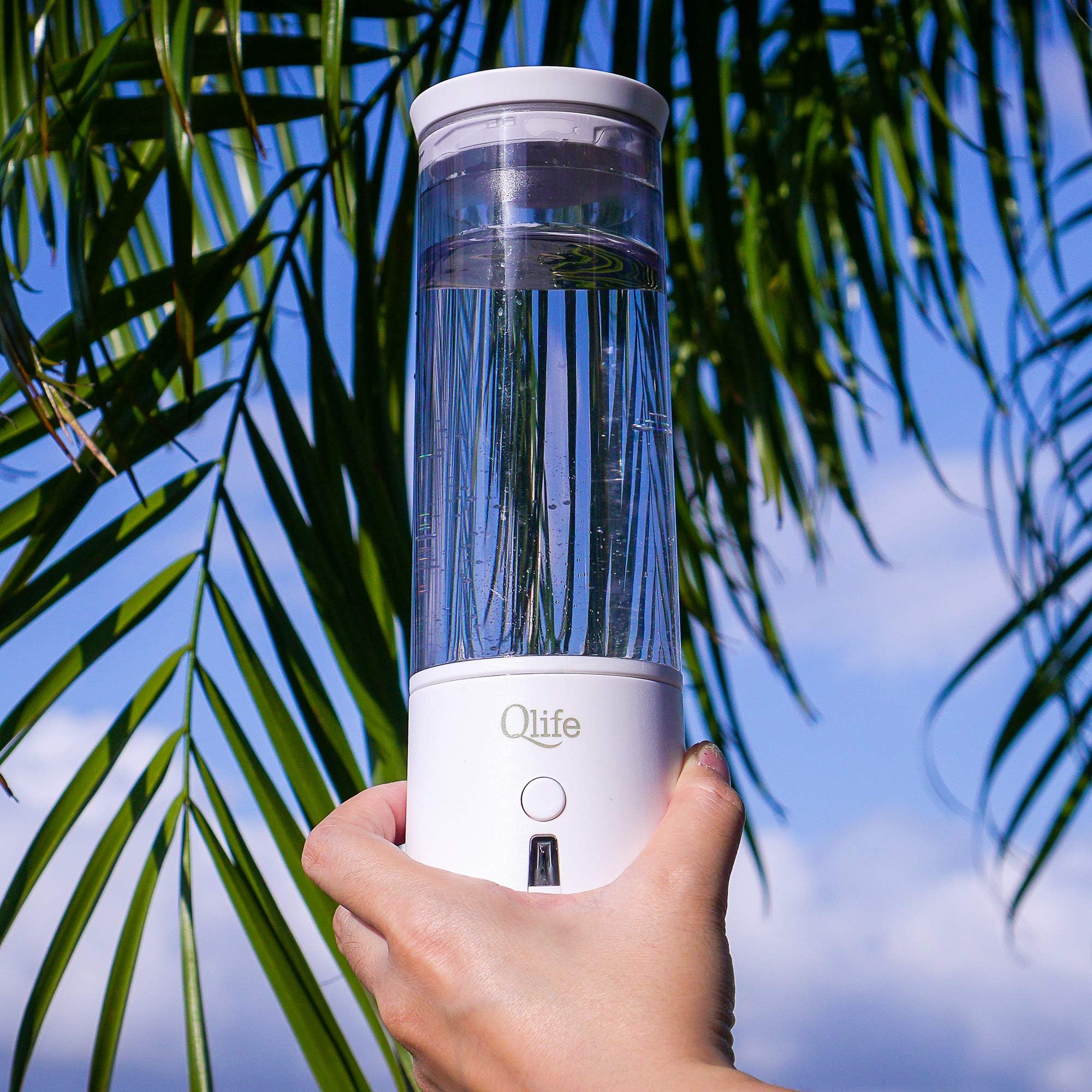 Qlife Q-Cup Hydrogen Water Generator | SPE/PEM Membrane Technology | High Grade Titanium Plates | Portable Molecular Hydrogen Bottle Cup (White)