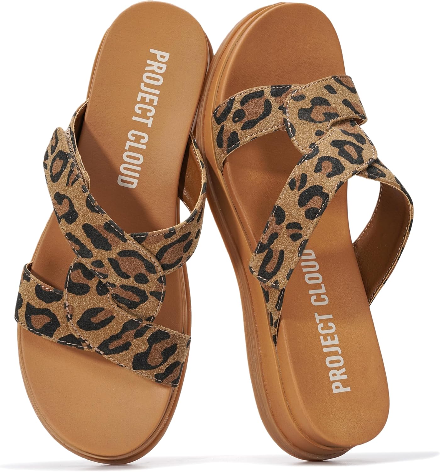 Project Cloud 100% Genuine Leather Womens Sandals – Easy Slip On Sandals for Women 2026 with Plush Cushioned Insole – Lightweight & Non Slip Womens Slides for Women Footwear (Nina)