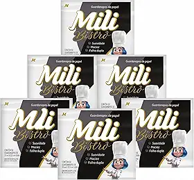 Guardanapos de Papel Mili Bistrô, Grande, Folha Dupla, 30 cm x 29,5 cm, 50 unidades por pacote, Kit com 6 Pacotes