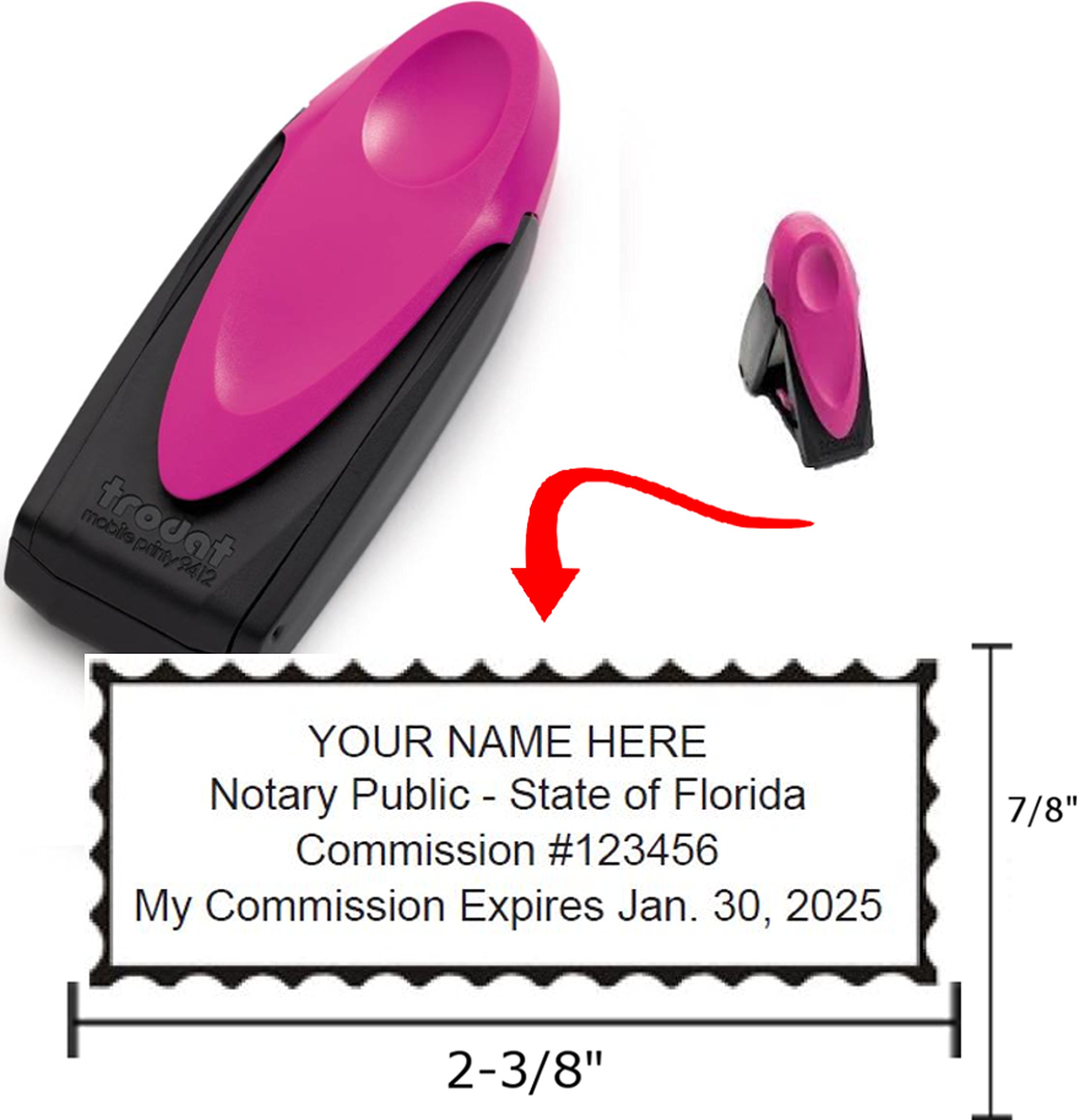 Florida Notary Stamp | Pink Exclusive Mobile Pocket Stamp