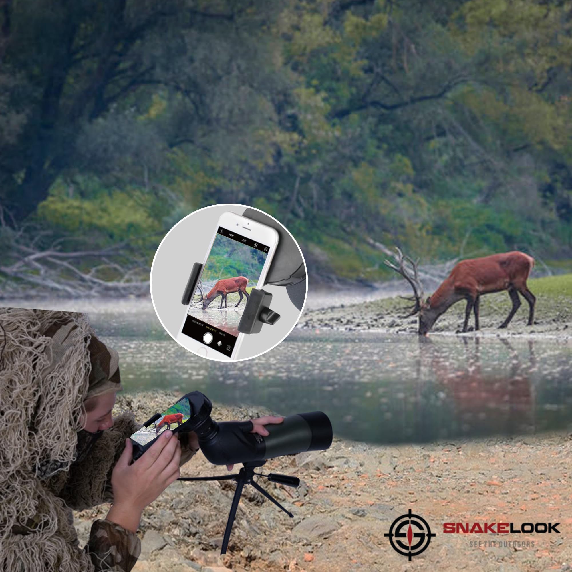 Spotter Scope Phone Adapter, Spektiv Smartphone Teleskop Telefonhalterung, Kamera-Zielfernrohr-Halterung, Spektiv-Handyadapter, Universal-Adapter passend für jedes Smartphone 5,6 cm - 10,2