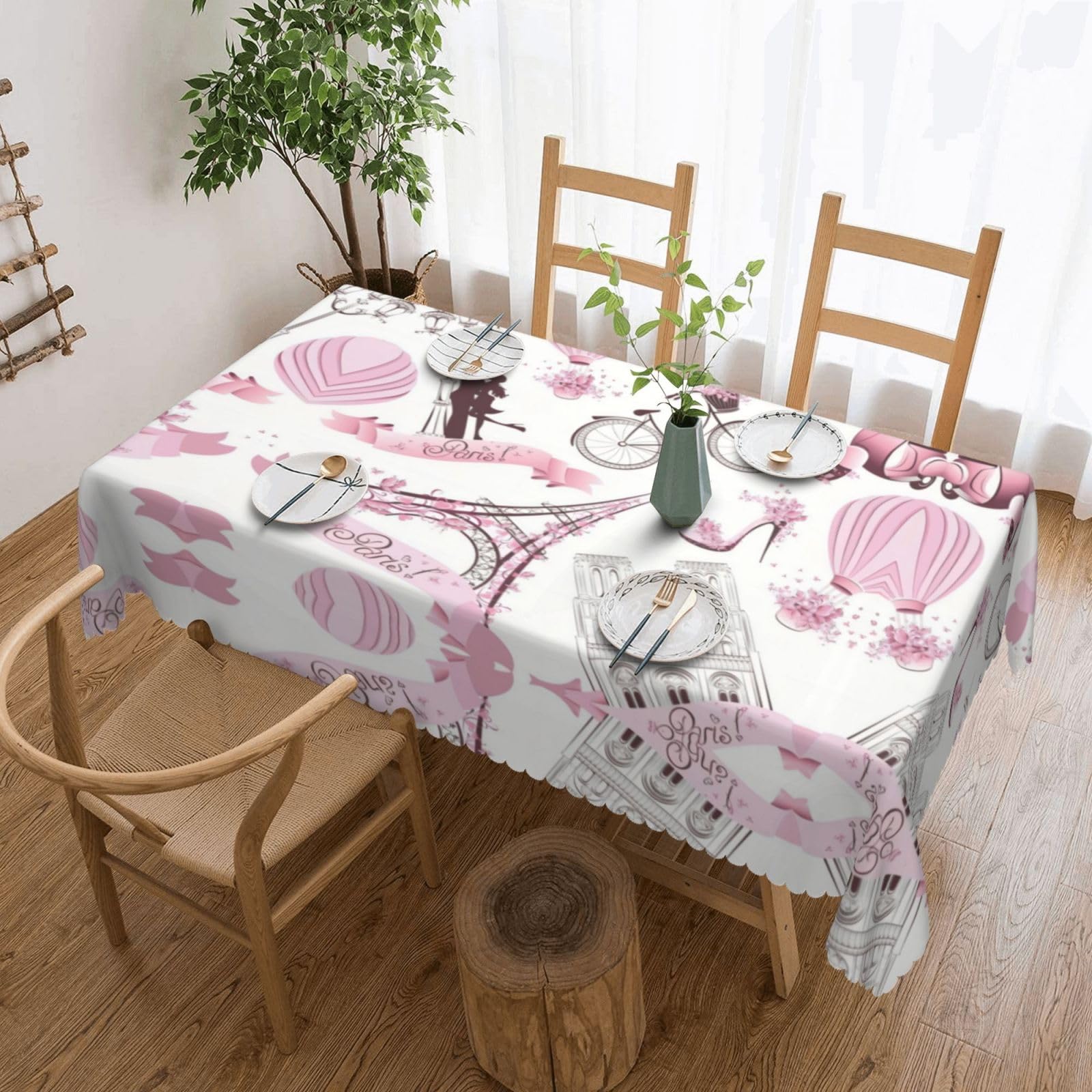 HLSBSSL Romantic Paris Butterfly Patterned square lace tablecloth, wrinkle-resistant and durable, suitable for dining tables, parties, etc.