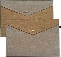 Vista 1 de Carpeta de archivos A4 duradera, portafolio, sobre de fieltro con cierre a presión, juego de 2 unidades, beige y marrón