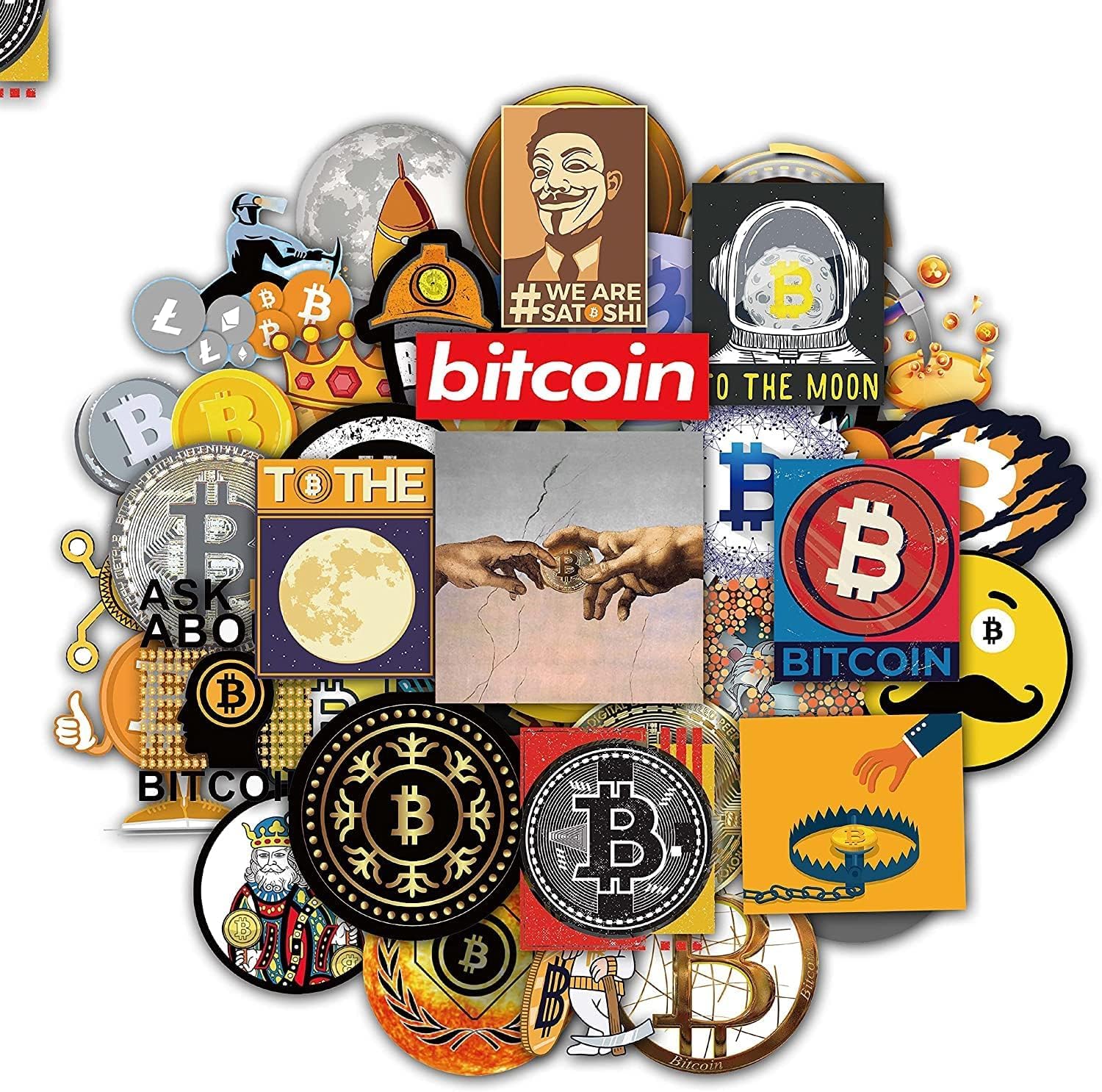 Amazon.co.jp: 50枚 ビットコインステッカーセット デジタルコイン防水シール スーツケース バイク ヘルメットなど適用 :  パソコン・周辺機器