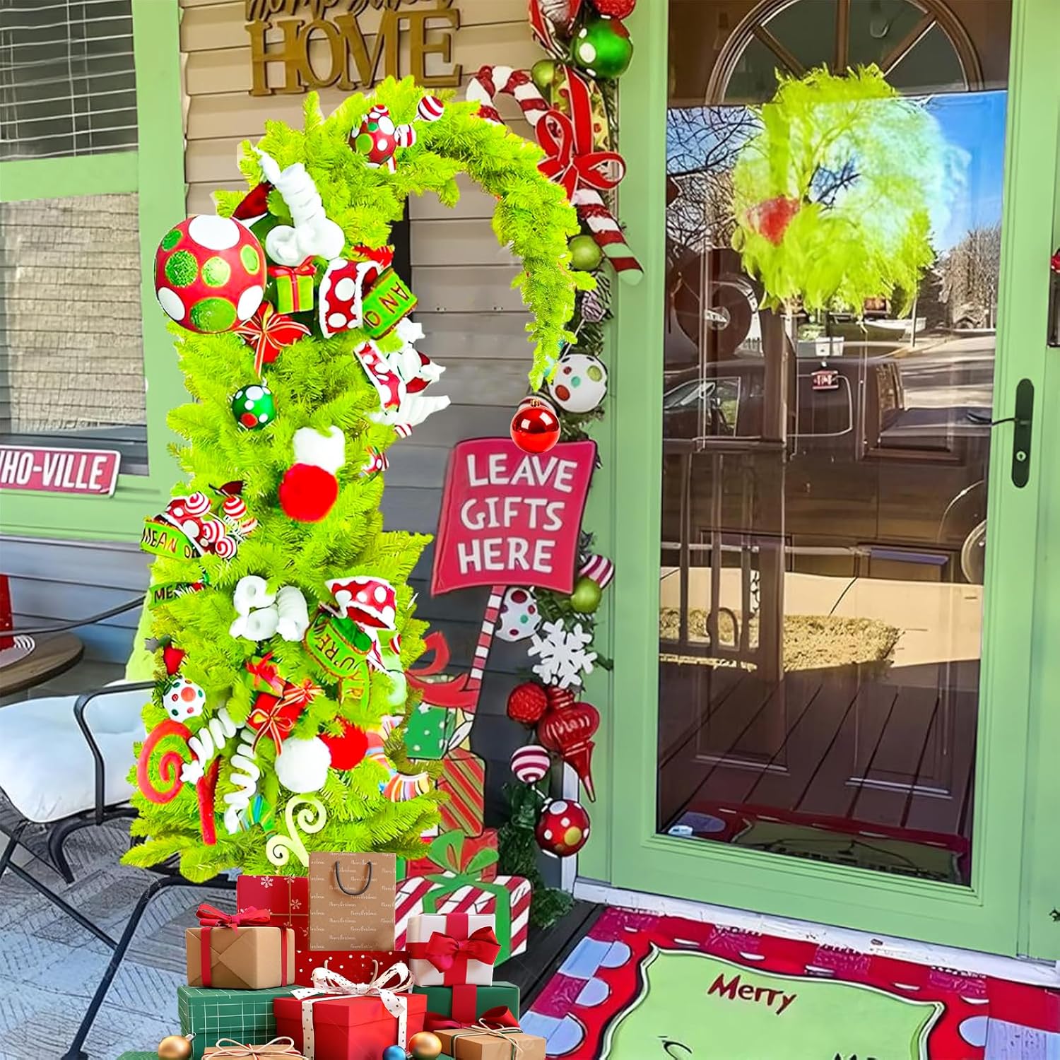 Whimsical Christmas Tree,5FT Artificial Tree with 550 Branch Tips,Christmas Decoration 150 LED Lights with Timer and 8 Functions,Red Ball,Xmas Holiday Deco for Indoor Home Living Room Office