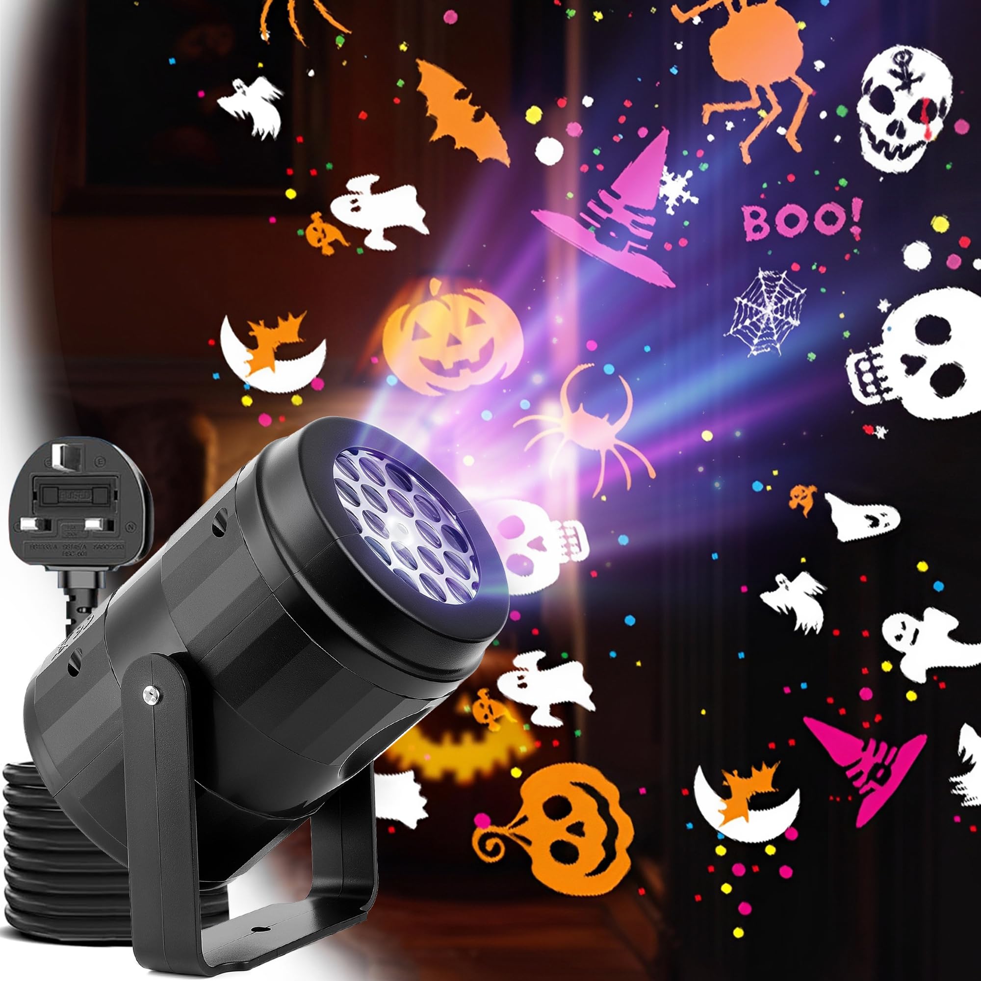 Halloween Projector Outdoor with 17 Dynamic Ghost, Pumpkin and Spider