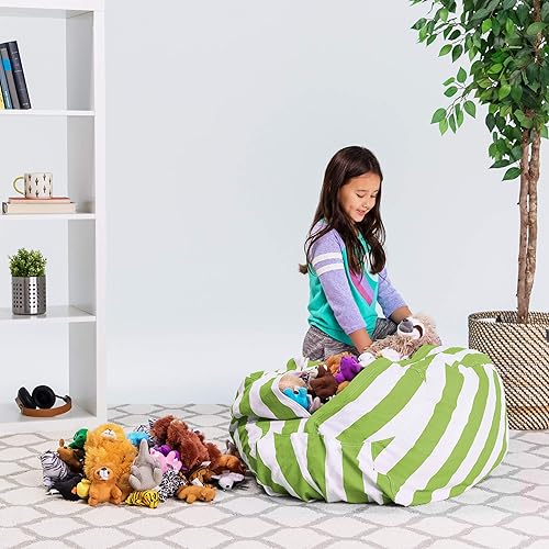 Miniatura 75 de Posh Funda de Silla Puf Rellenable para Almacenamiento de Animales de Peluche para Niños - Organizador de Juguetes Infantiles, Grande-38 - Lona