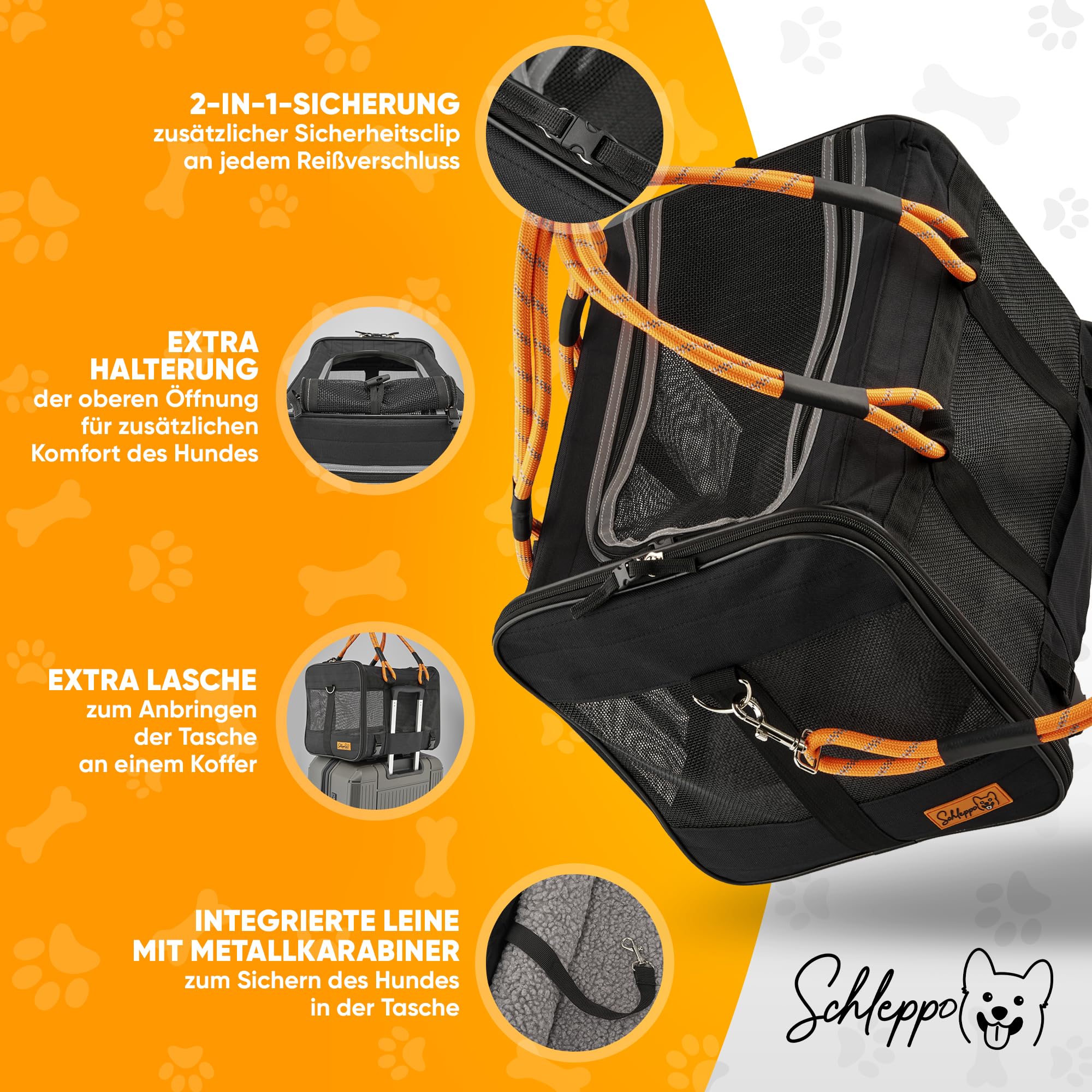 Hundetasche für kleine Hunde 7kg [ATMUNGSAKTIV] - Hunde Transporttasche für Auto & Zuhause - Wasserdicht & Sicher - Auch ideal als Katzentransporttasche - transportbox Hund hundetransportbox