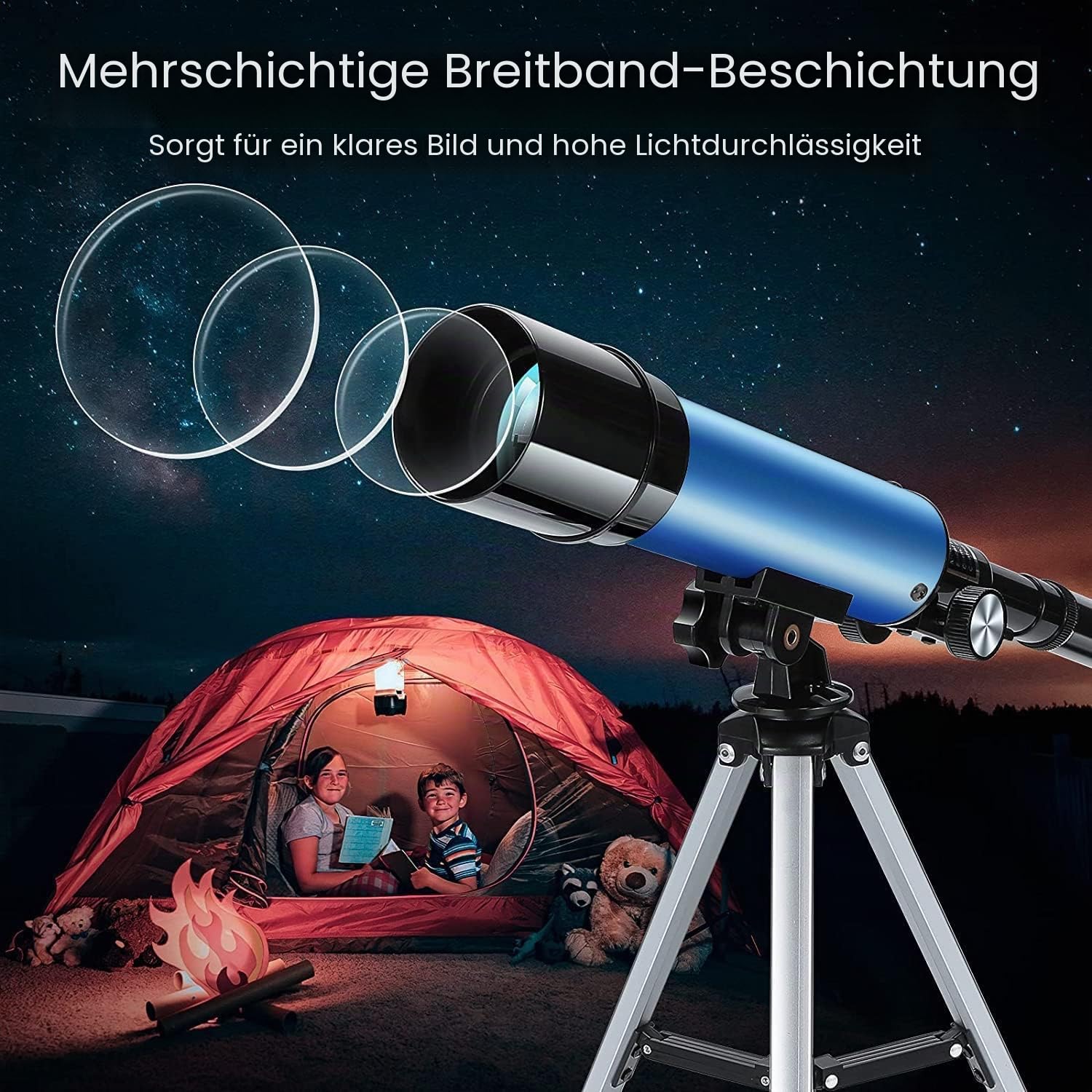 Astronomisches Teleskop für Kinder, Uverbon Teleskop für Astronomie, Teleskop, Zoom, 90 x HD, räumlich, Monokular, für den Außenbereich, mit verstellbarem Stativ für Kinder, Erwachsene, Anfänger