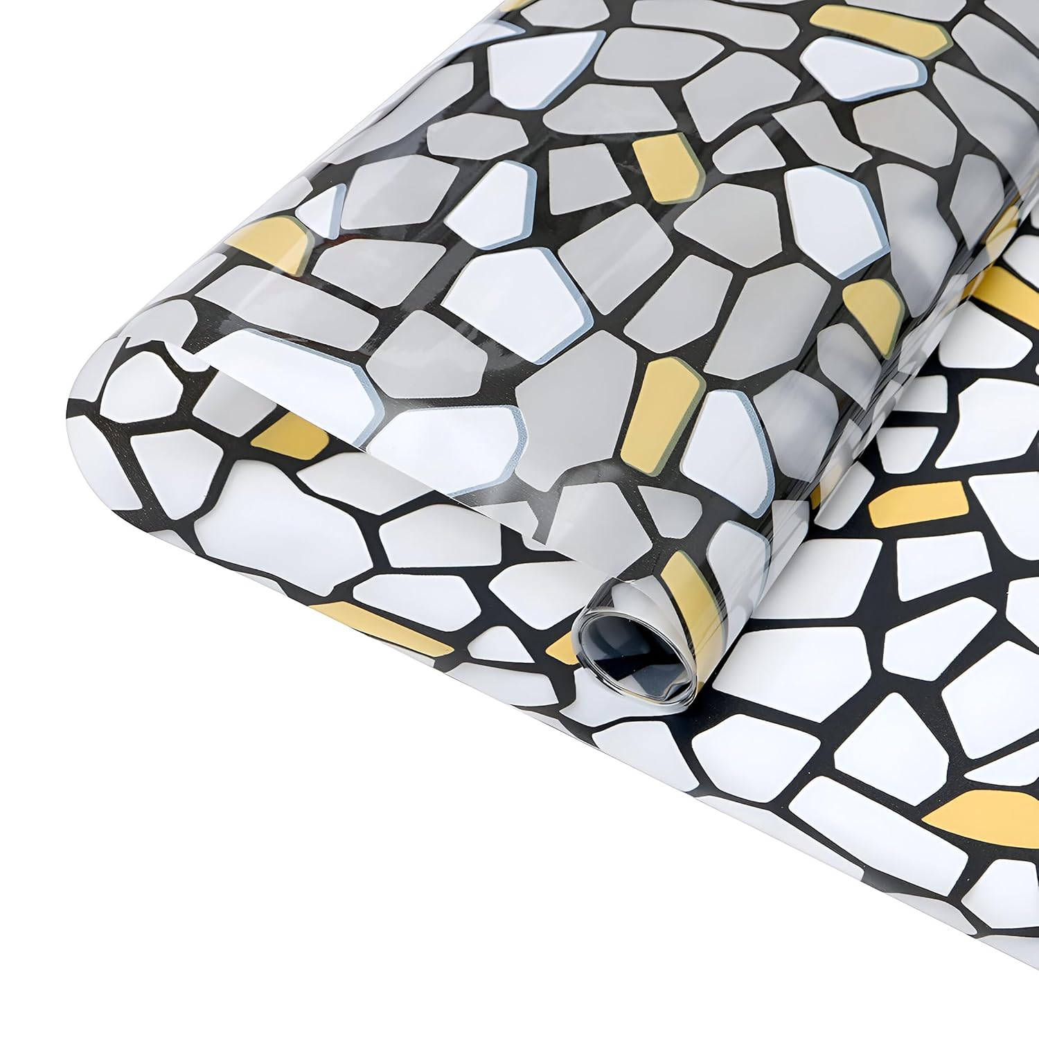 SAJYO 3D Printed Window Privacy Sticker Glass Self Adhesive Decorative for Bathroom/Door Window/Heat Control/Sidelight/Anti UV – Grey Stone, 12×100 Inches