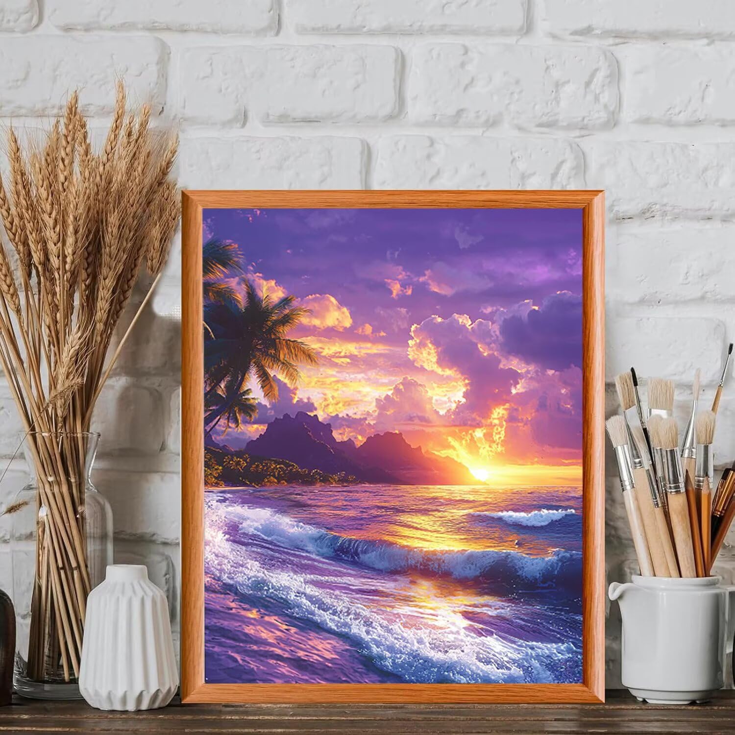 Coucher de soleil sur la plage Peinture Numero Adulte Kits, 60x80cm m-968